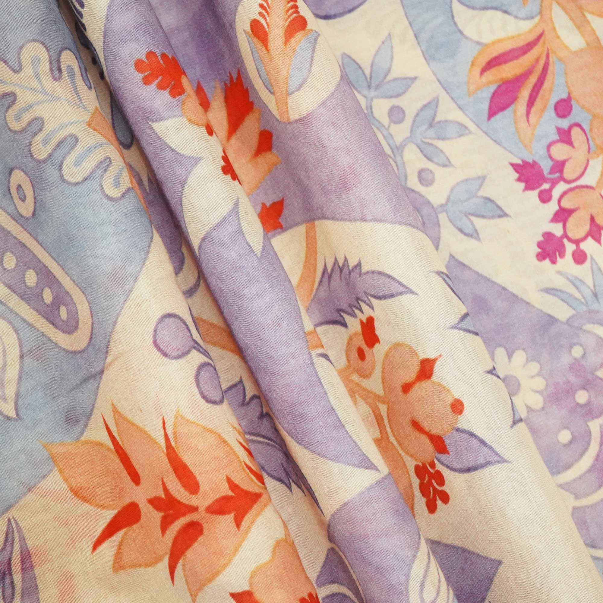 Purple Abstract Print Chanderi Fabric GT-25308