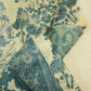 Blue & Grey Floral Patch Print Chanderi Fabric GT-25309