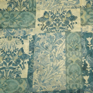 Blue & Grey Floral Patch Print Chanderi Fabric GT-25309