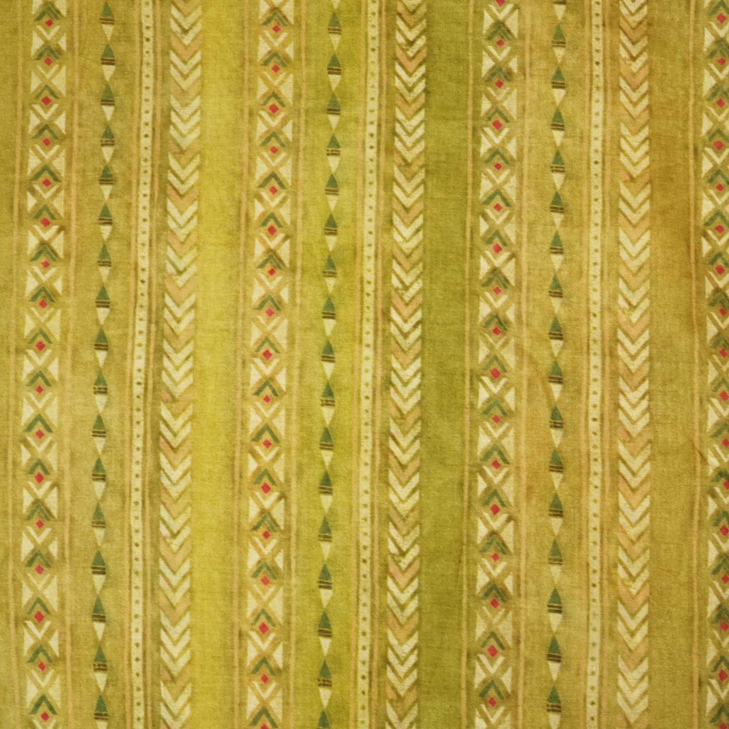 Green & Multicolor Geometrical Print Chanderi Fabric GT-25314