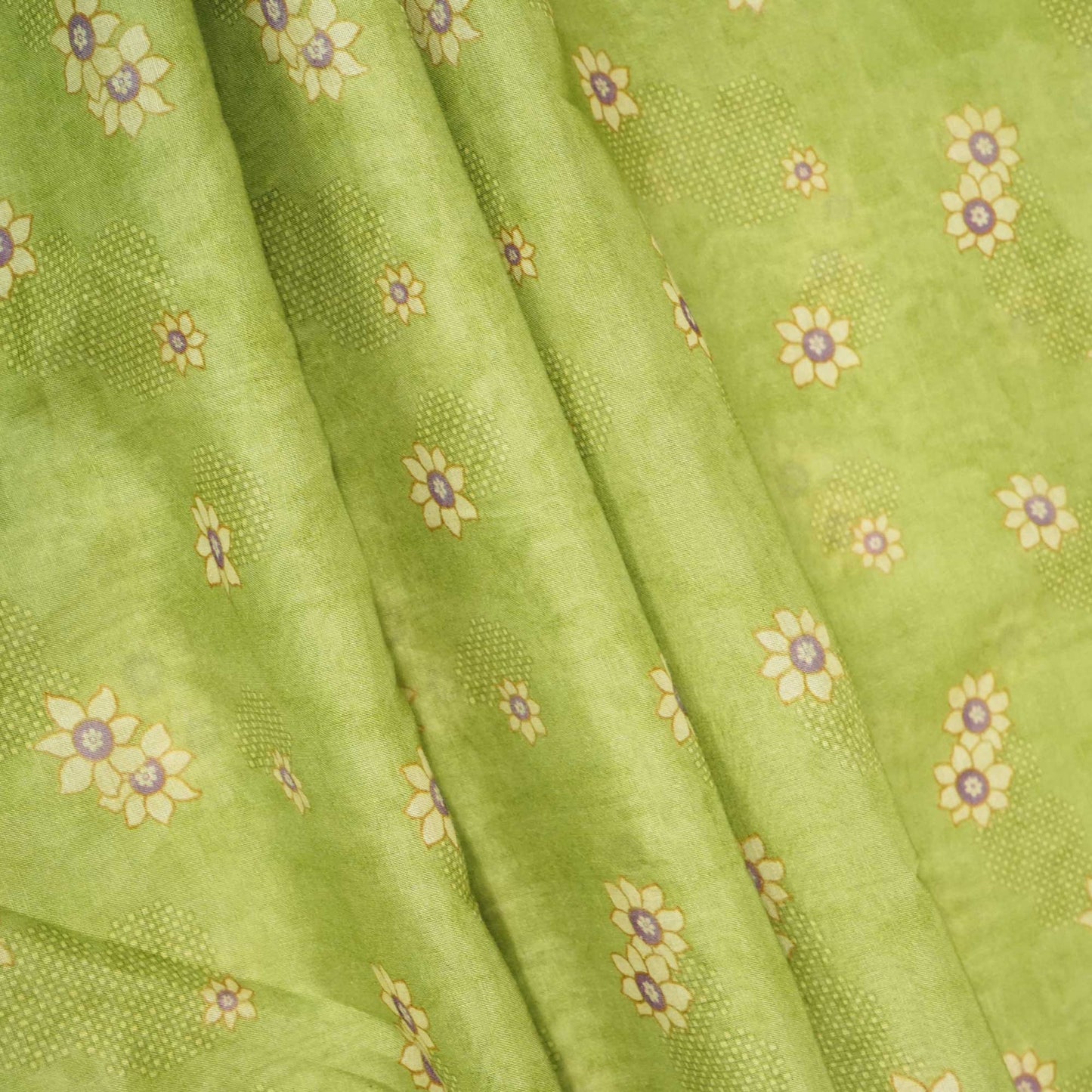 Green Floral Print Chanderi Fabric GT-25315