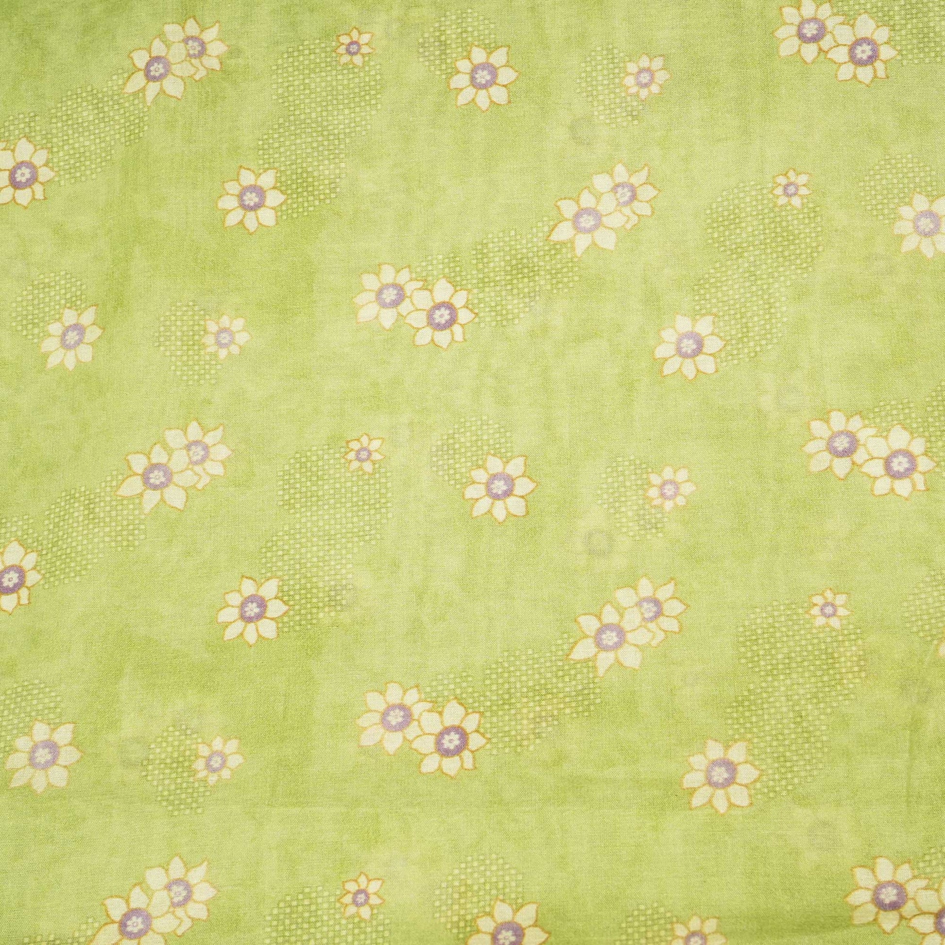 Green Floral Print Chanderi Fabric GT-25315