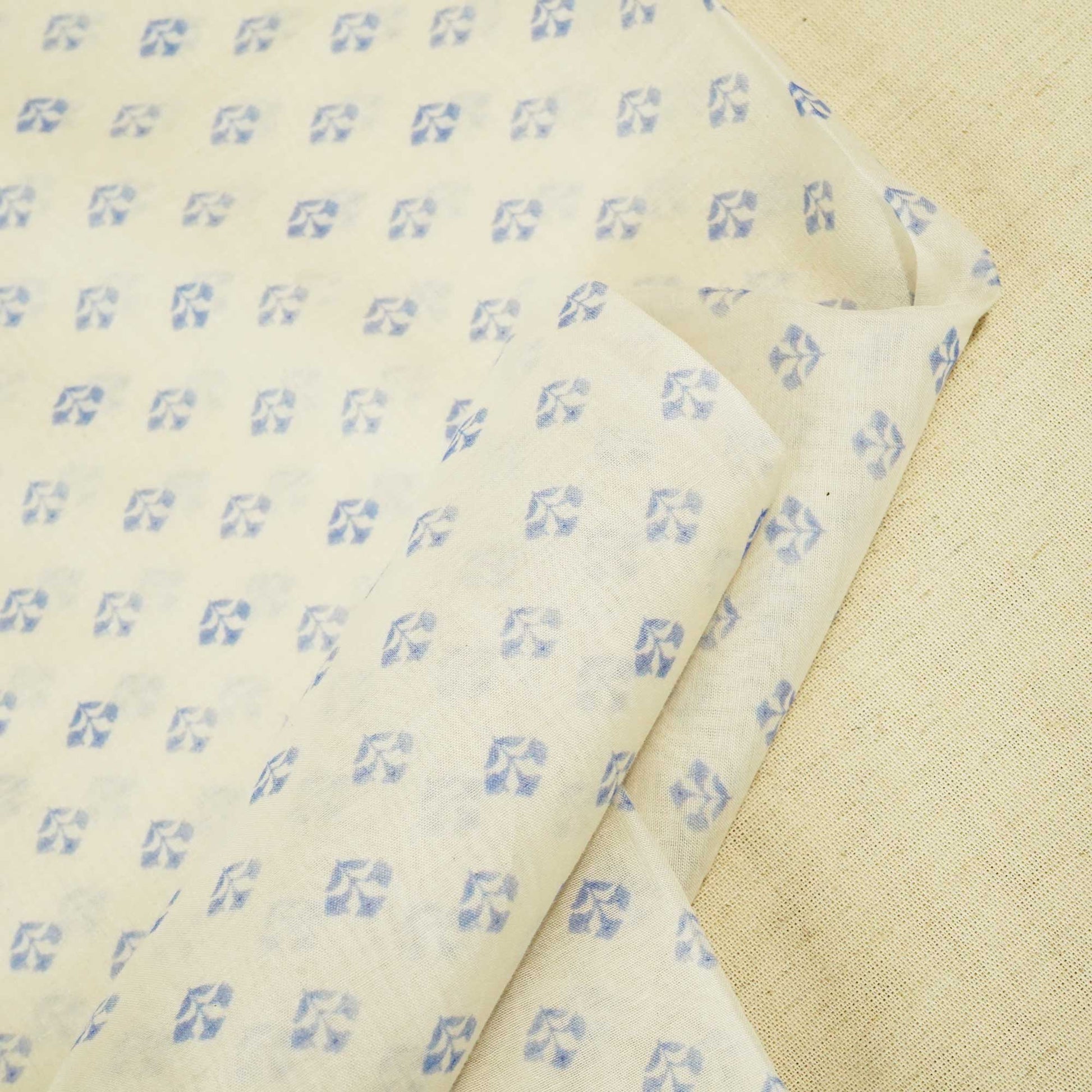 White Floral Print Chanderi Fabric GT-25318