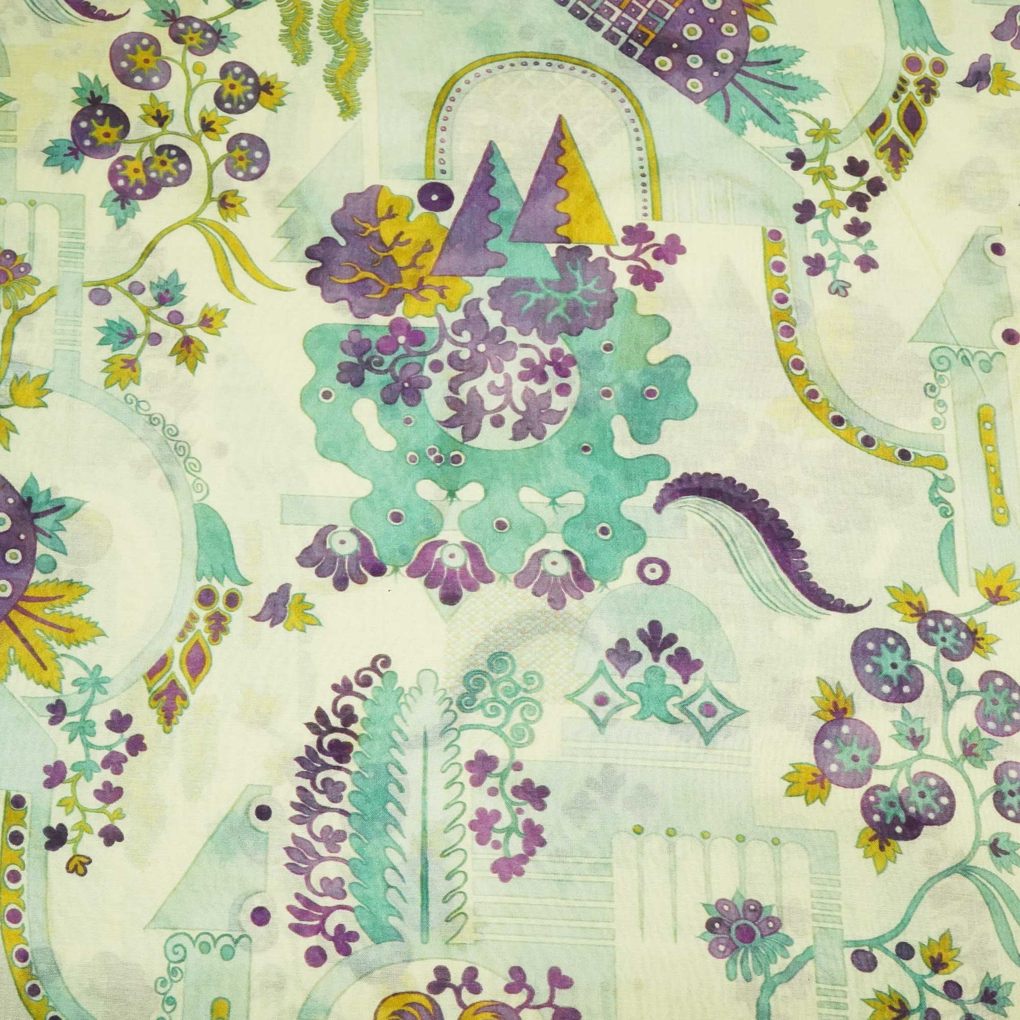 Light Green Abstract Print Chanderi Fabric GT-25319