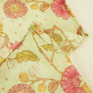 Green Floral Print Chanderi Fabric GT-25320