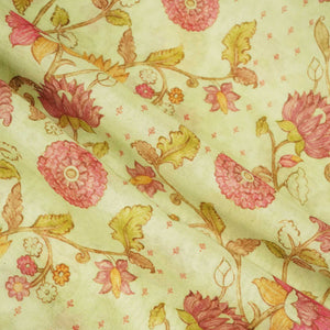Green Floral Print Chanderi Fabric GT-25320