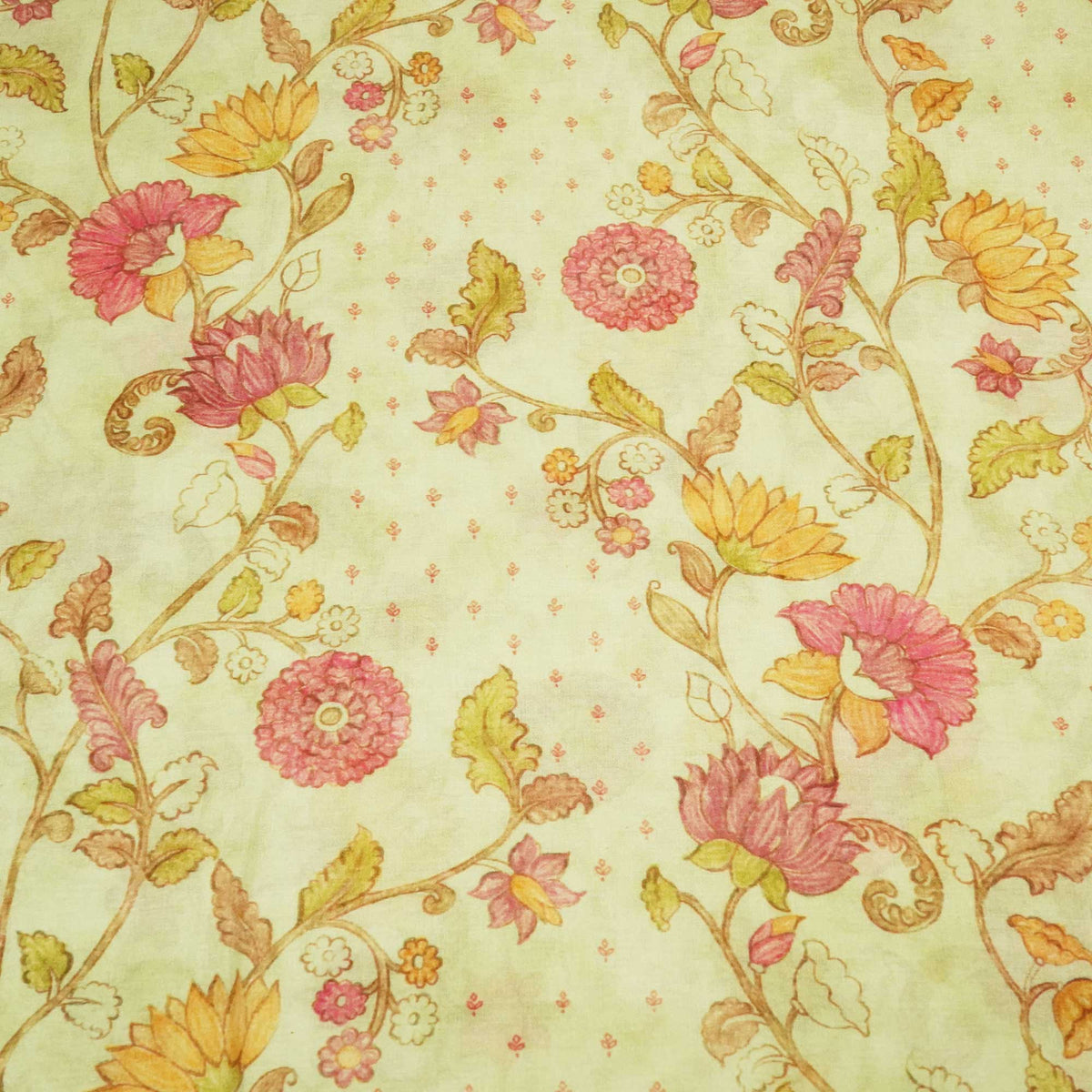 Green Floral Print Chanderi Fabric GT-25320