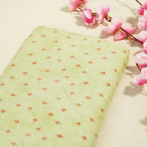 Green Floral Print Chanderi Fabric GT-25321
