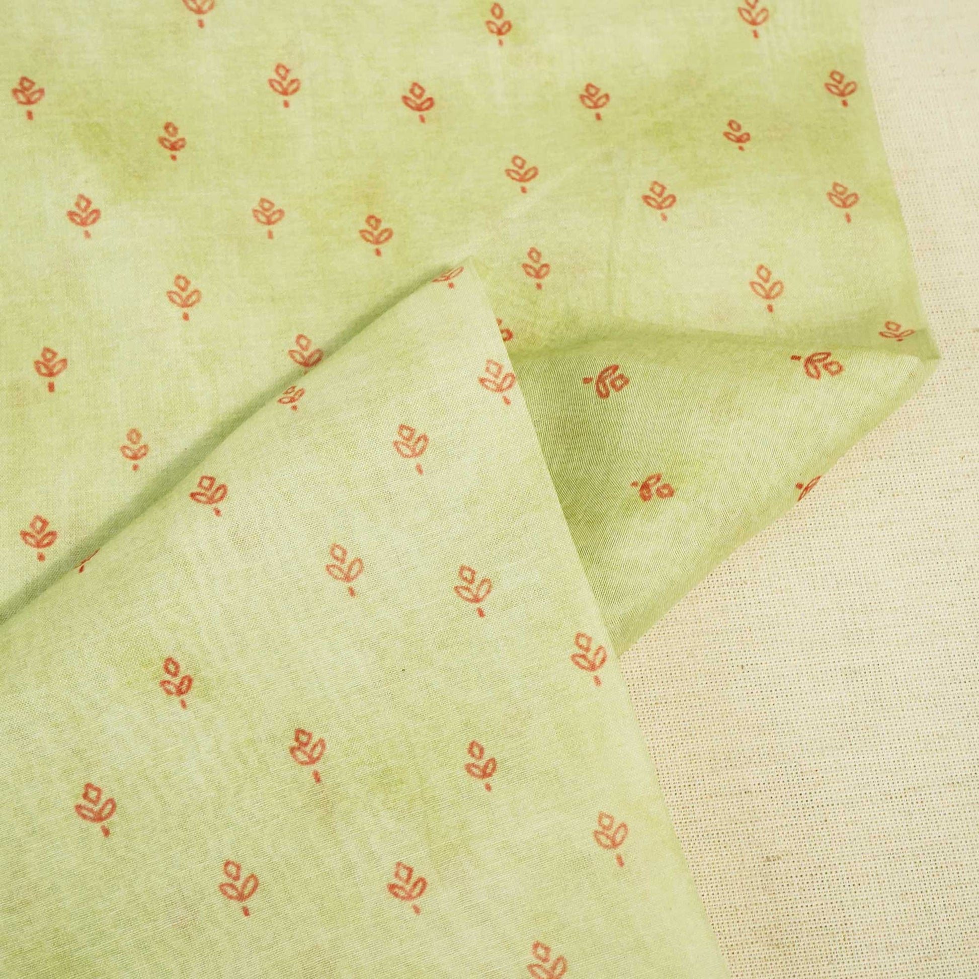 Green Floral Print Chanderi Fabric GT-25321