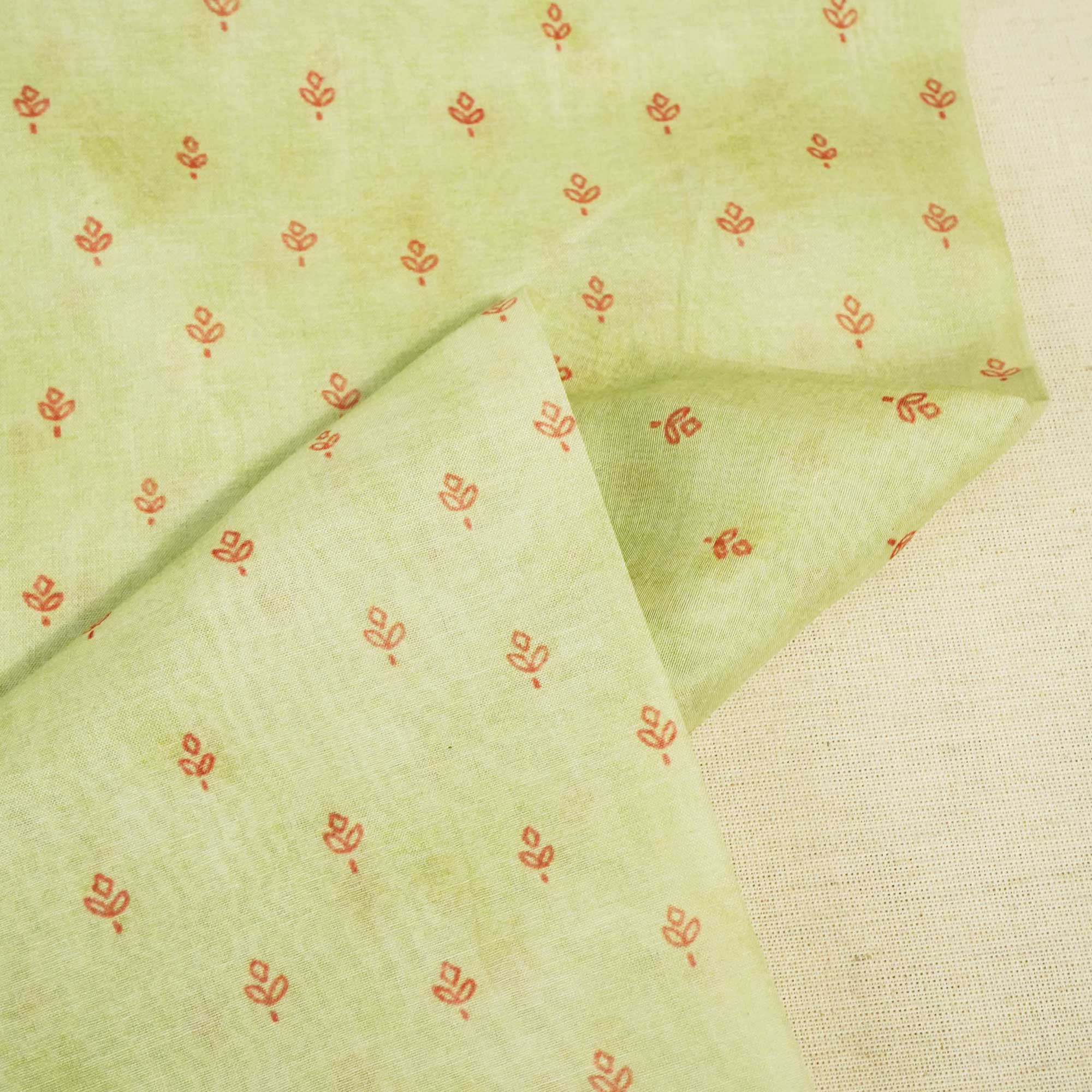 Green Floral Print Chanderi Fabric GT-25321
