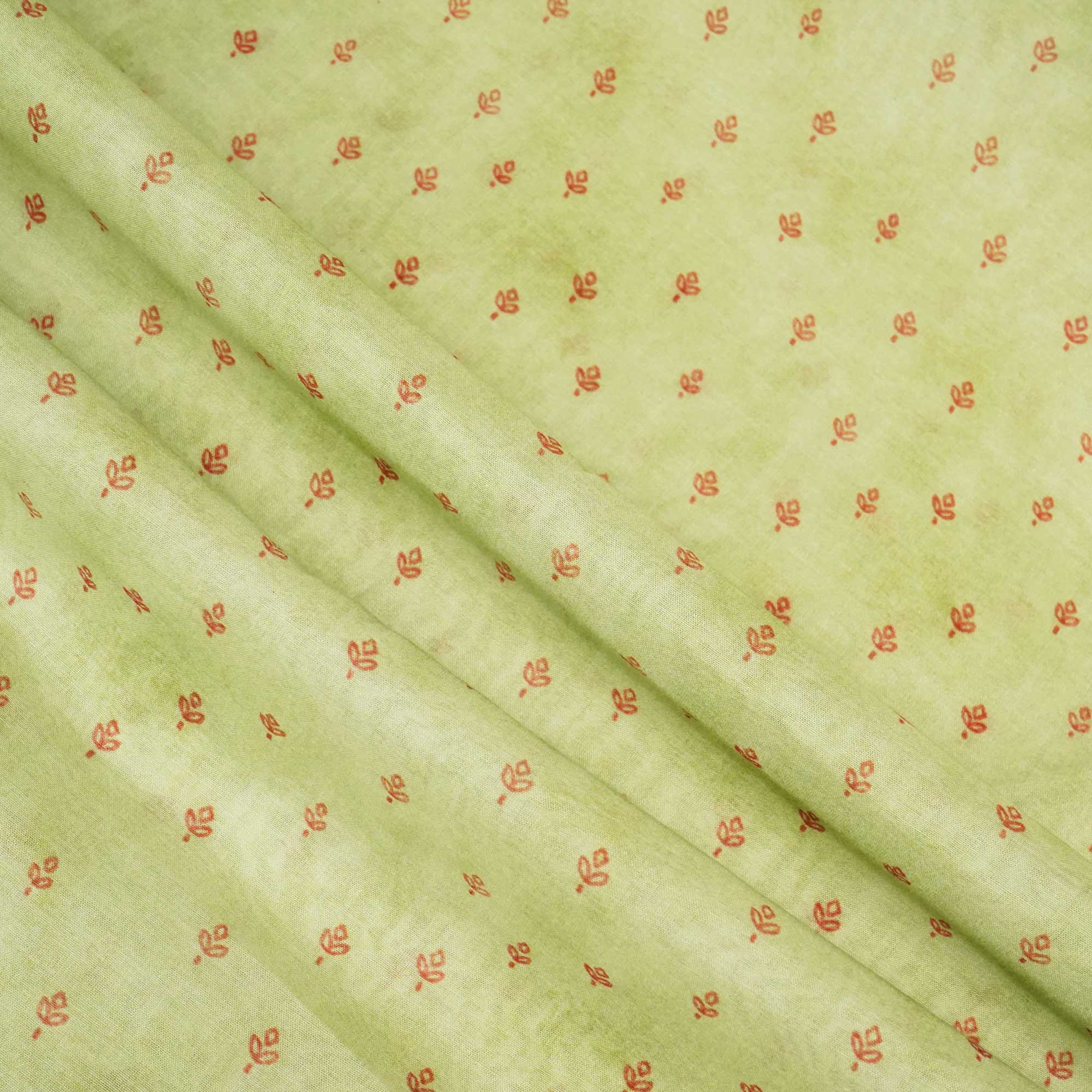 Green Floral Print Chanderi Fabric GT-25321