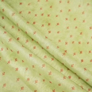 Green Floral Print Chanderi Fabric GT-25321