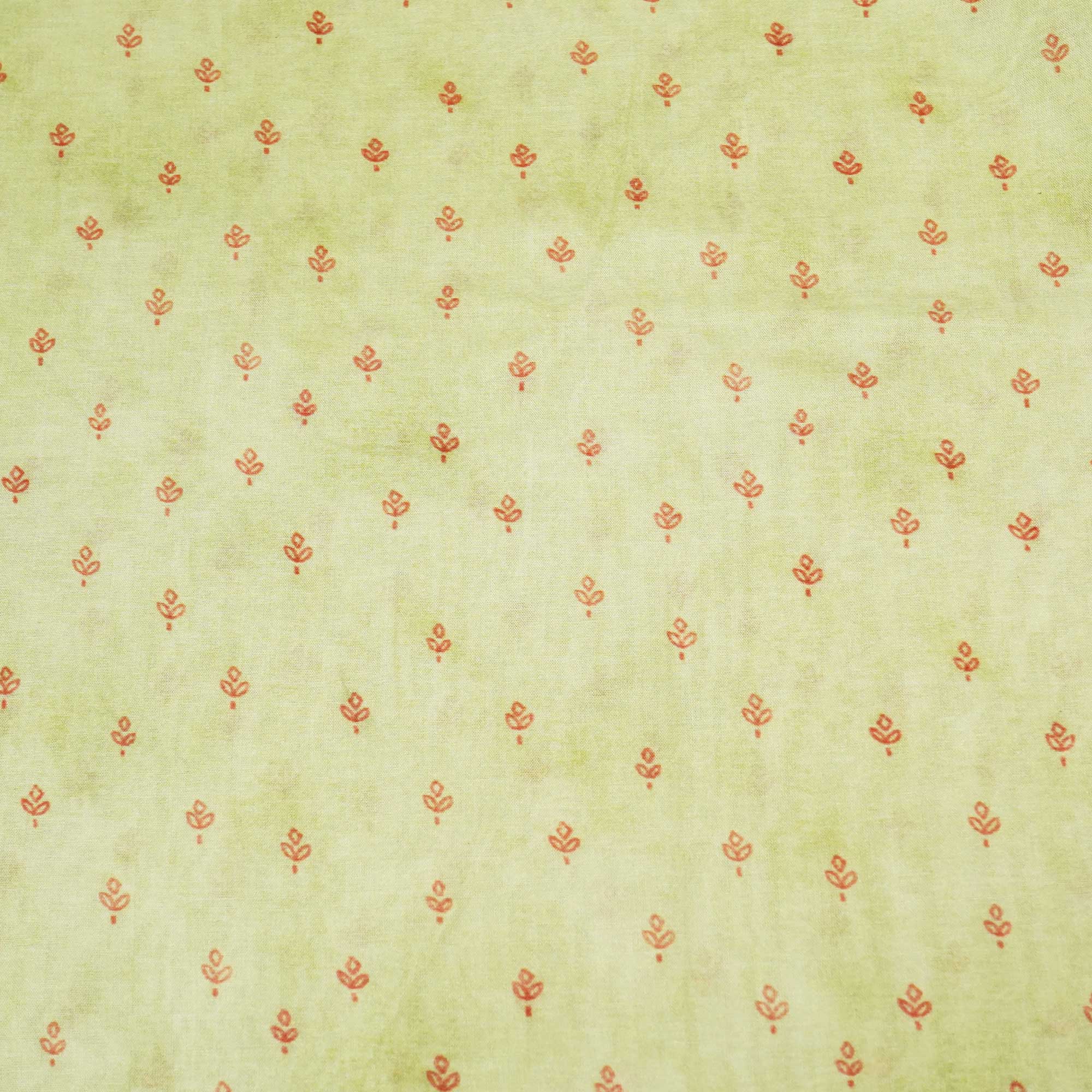 Green Floral Print Chanderi Fabric GT-25321