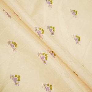 Peach Floral Print Chanderi Fabric GT-25322