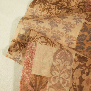 Brown Floral Patch Print Chanderi Fabric GT-25326