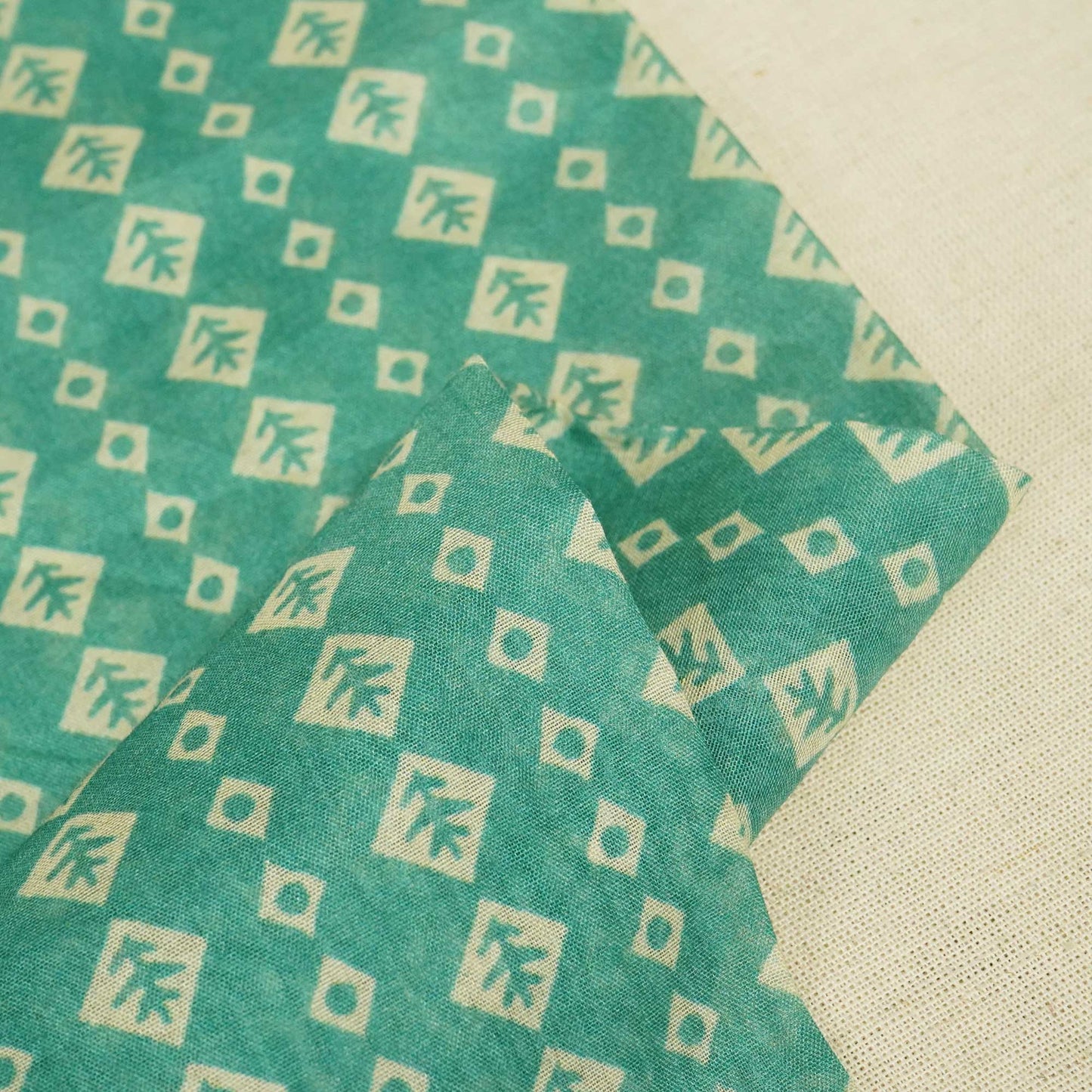 Green Geometrical Print Chanderi Fabric GT-25327