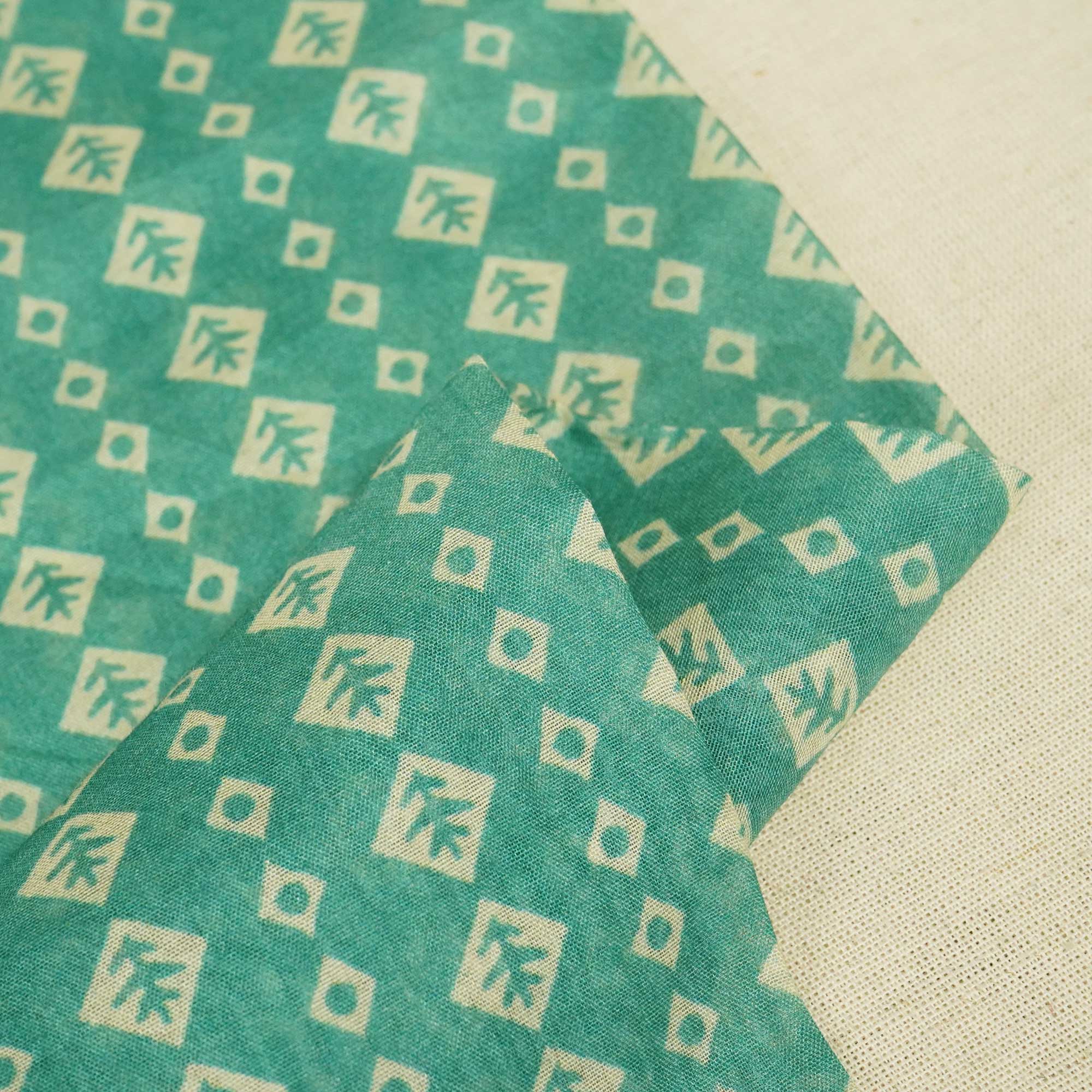 Green Geometrical Print Chanderi Fabric GT-25327