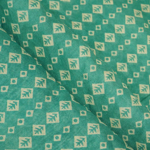 Green Geometrical Print Chanderi Fabric GT-25327