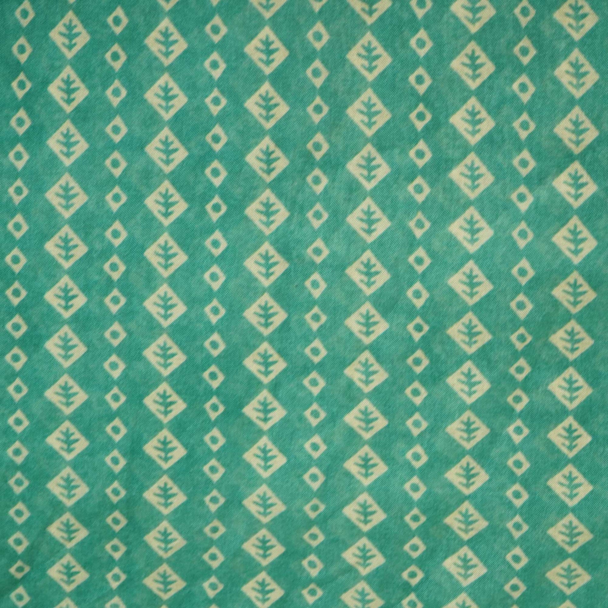 Green Geometrical Print Chanderi Fabric GT-25327