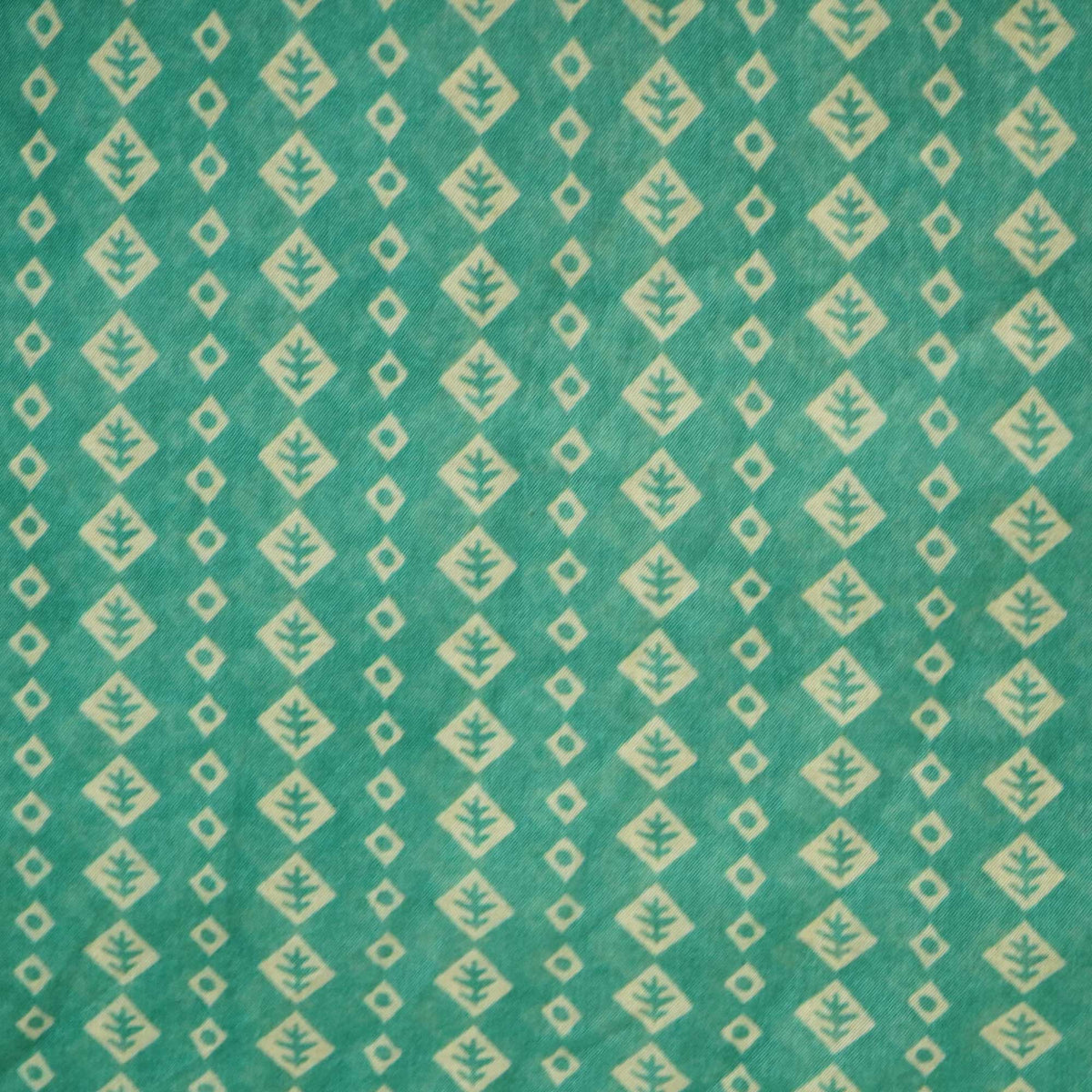 Green Geometrical Print Chanderi Fabric GT-25327