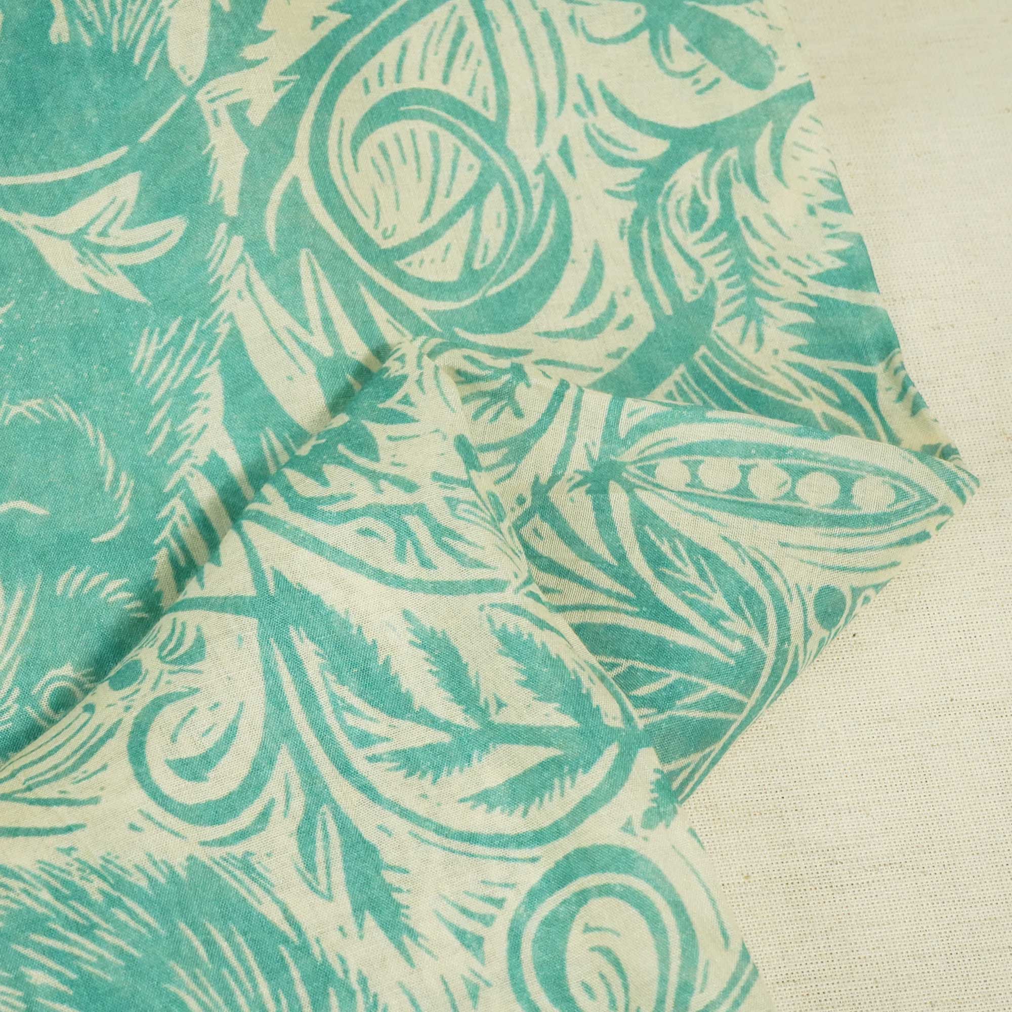 Green Tropical Print Chanderi Fabric GT-25328