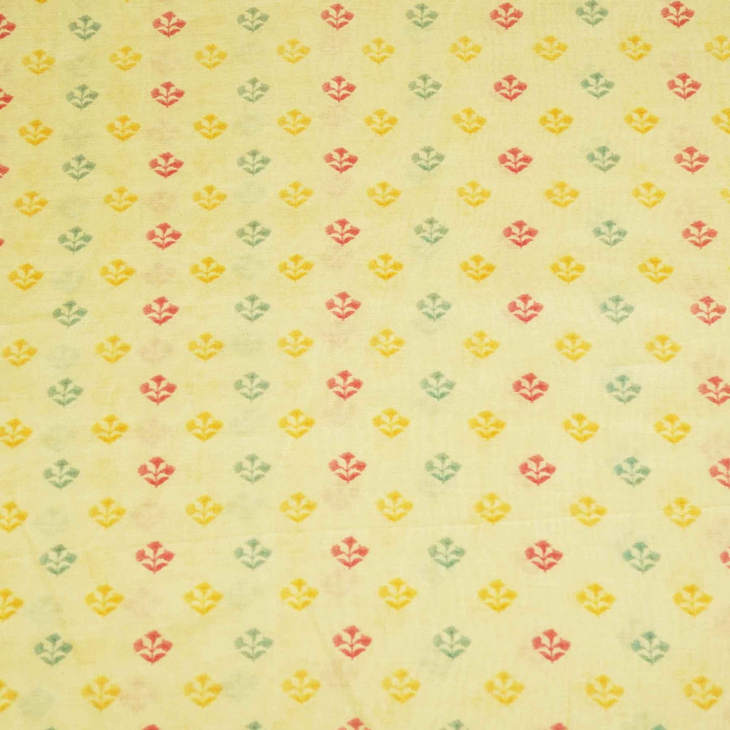 Cream & Multicolor Floral Print Chanderi Fabric GT-25330