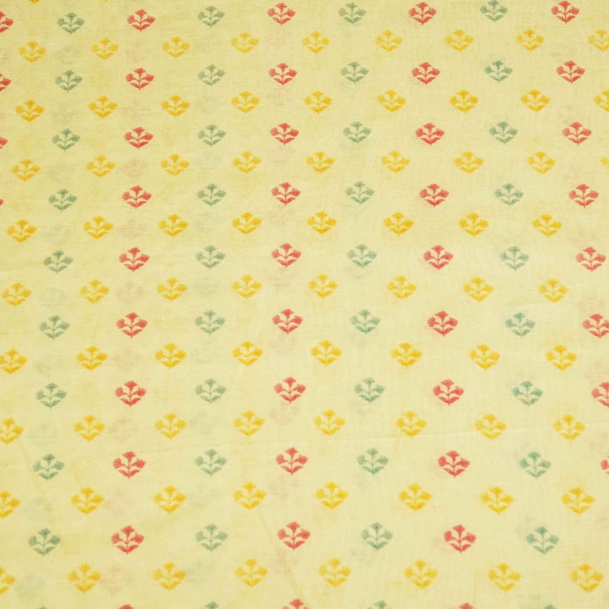 Cream & Multicolor Floral Print Chanderi Fabric GT-25330