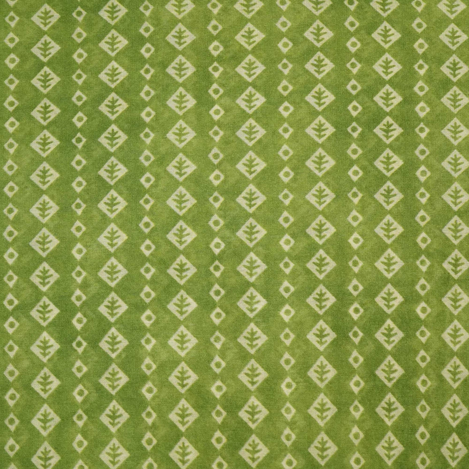 Green Geometrical Print Chanderi Fabric GT-25331