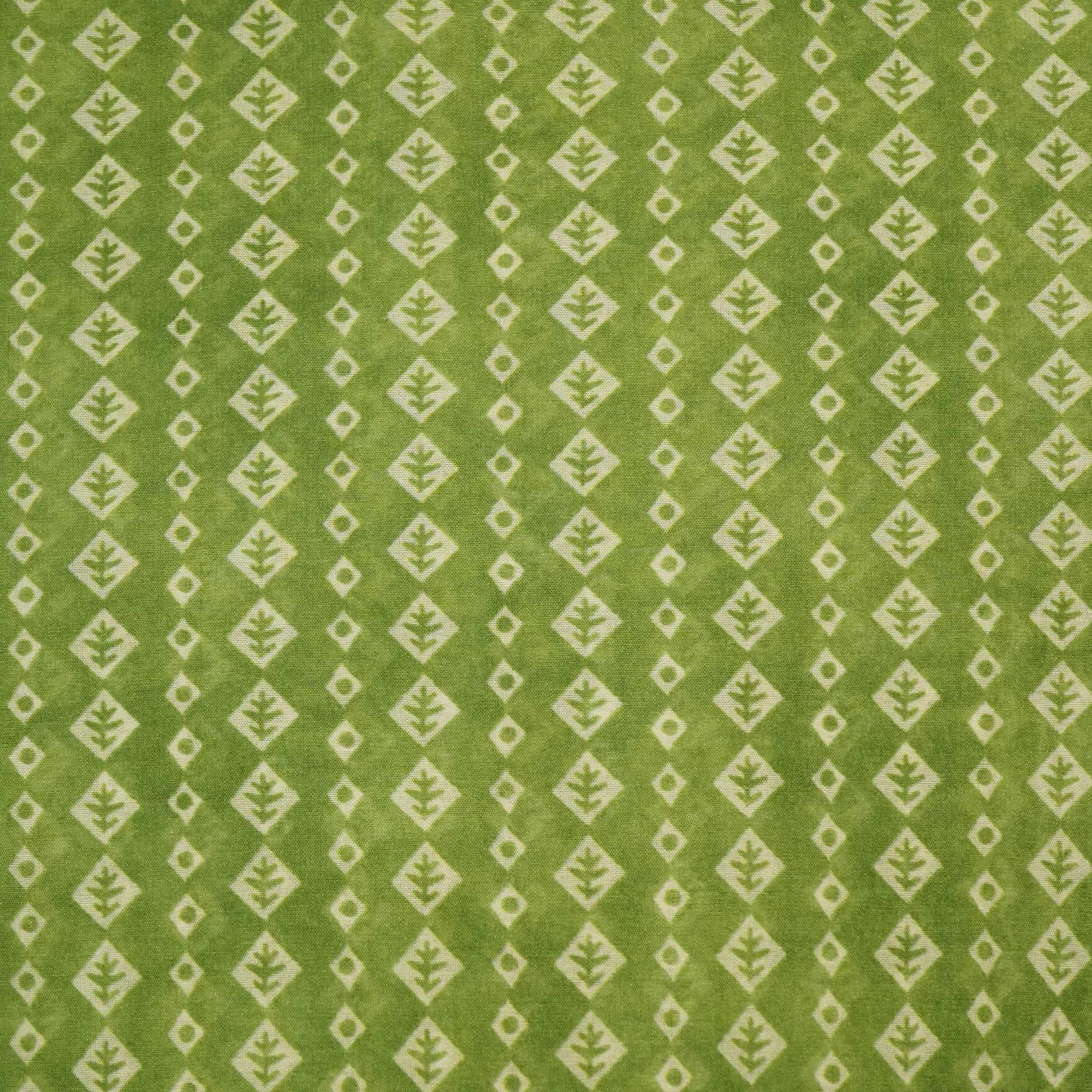 Green Geometrical Print Chanderi Fabric GT-25331