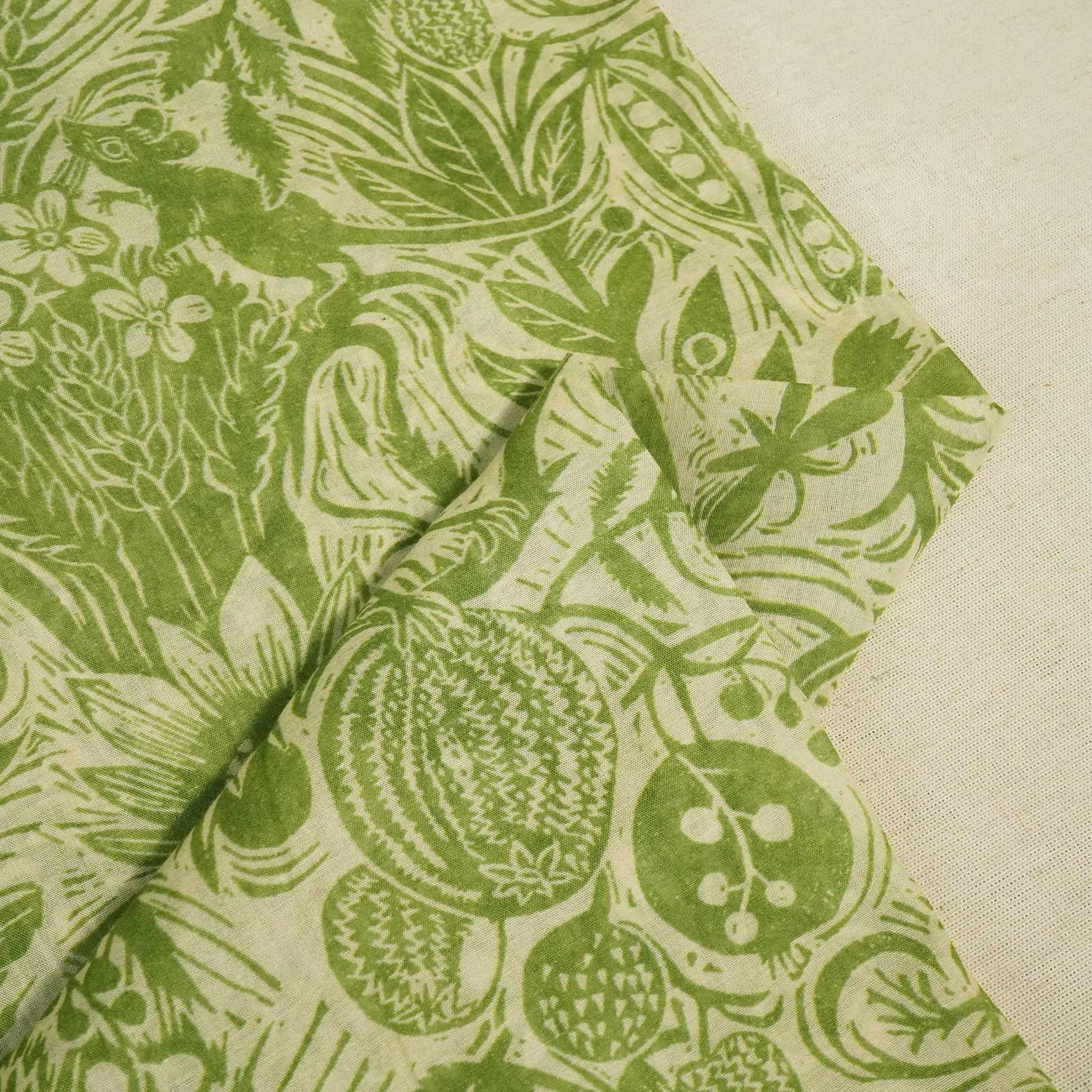 Green Tropical Print Chanderi Fabric GT-25332