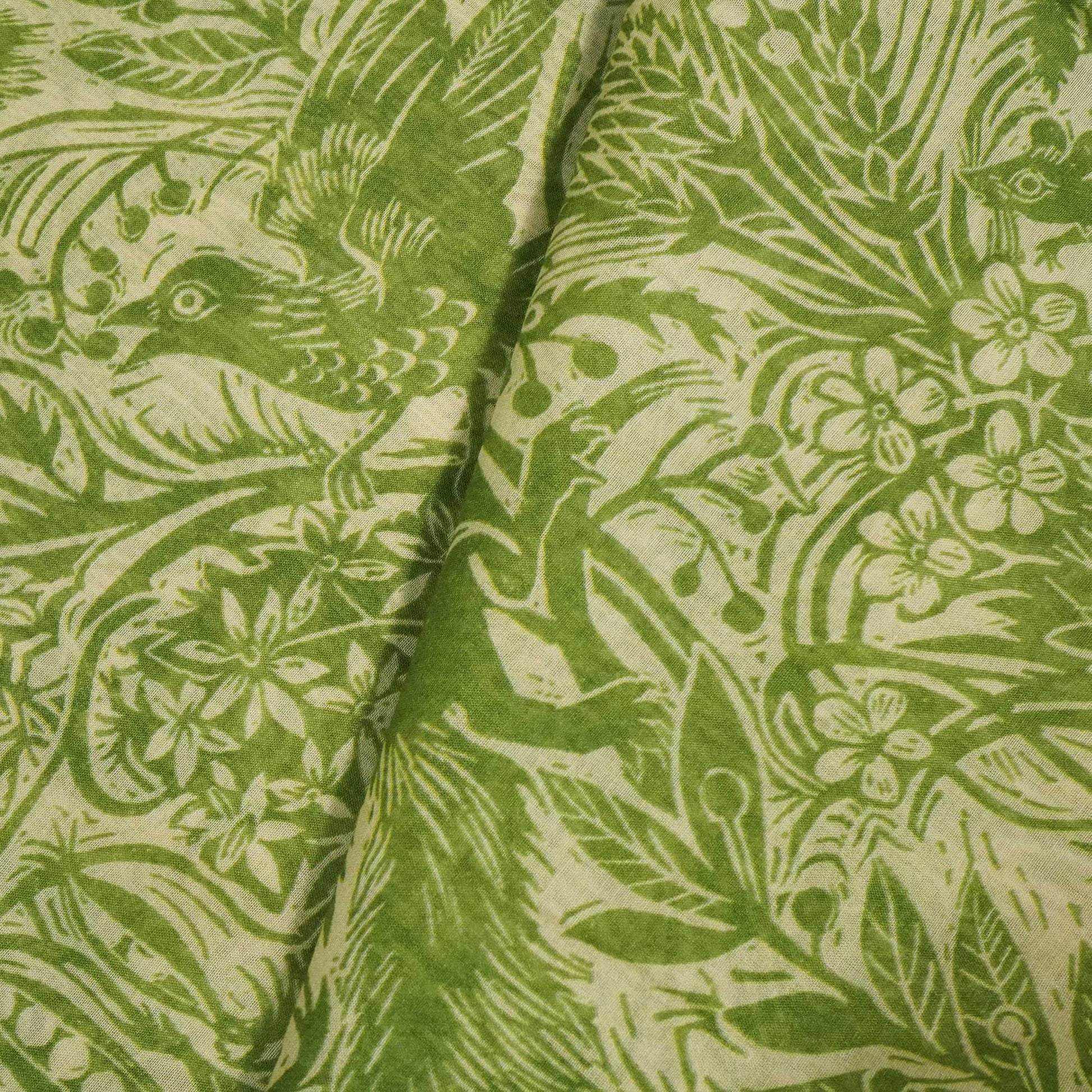 Green Tropical Print Chanderi Fabric GT-25332