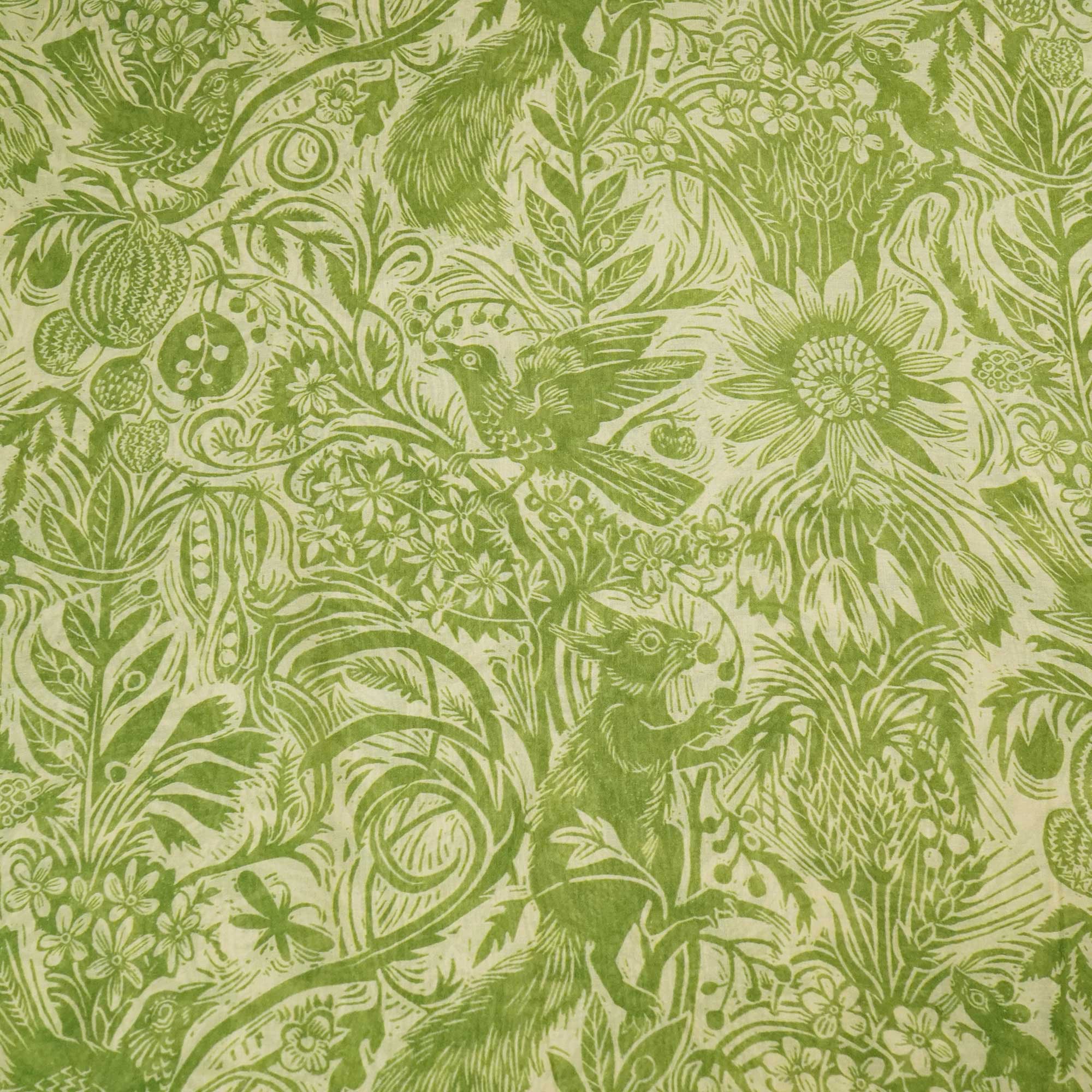 Green Tropical Print Chanderi Fabric GT-25332