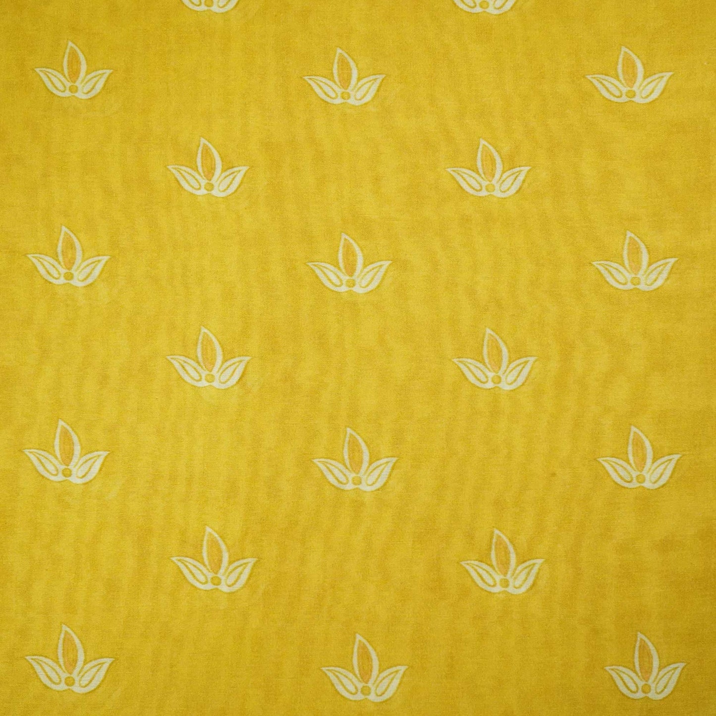 Mustard Yellow Floral Print Chanderi Fabric GT-25335