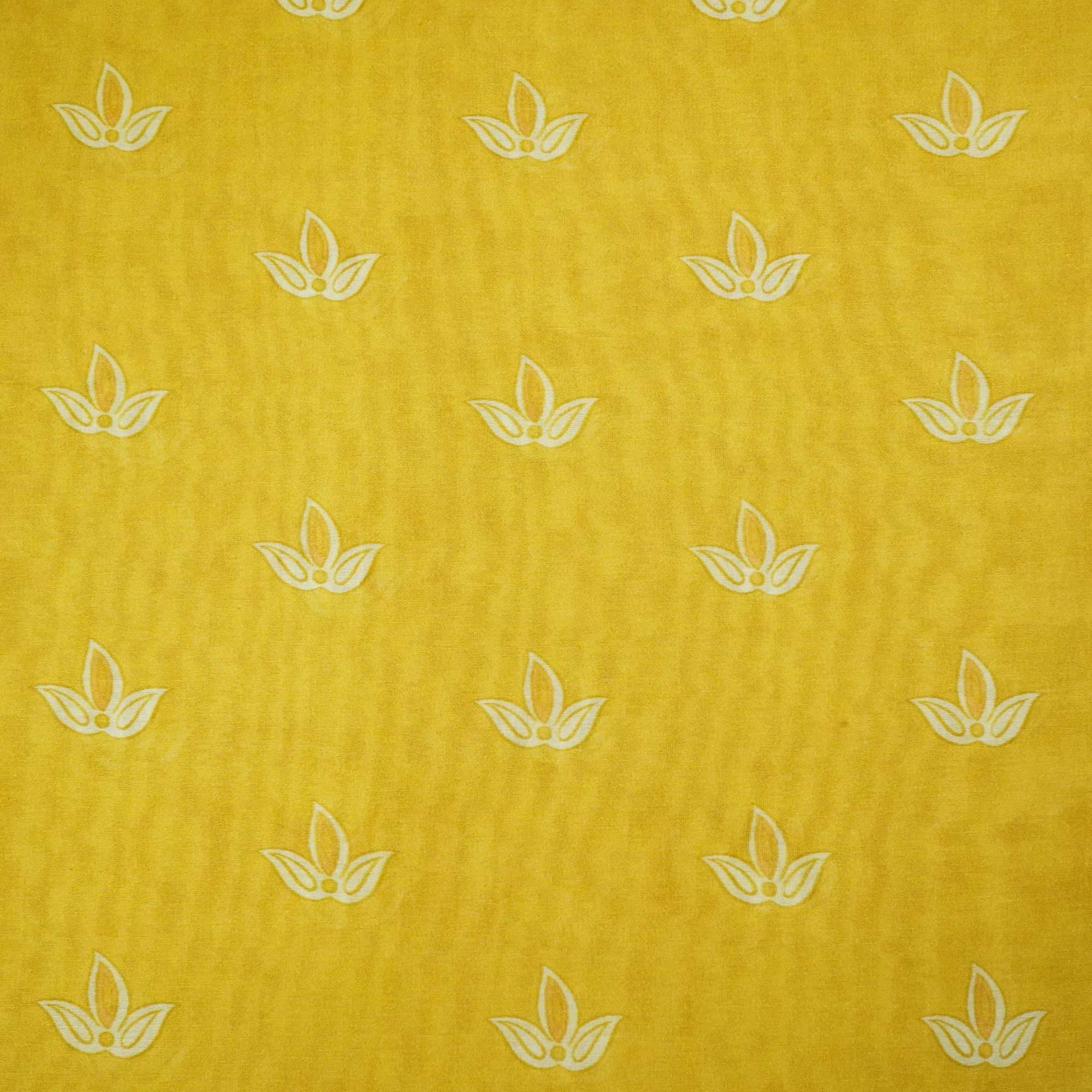 Mustard Yellow Floral Print Chanderi Fabric GT-25335