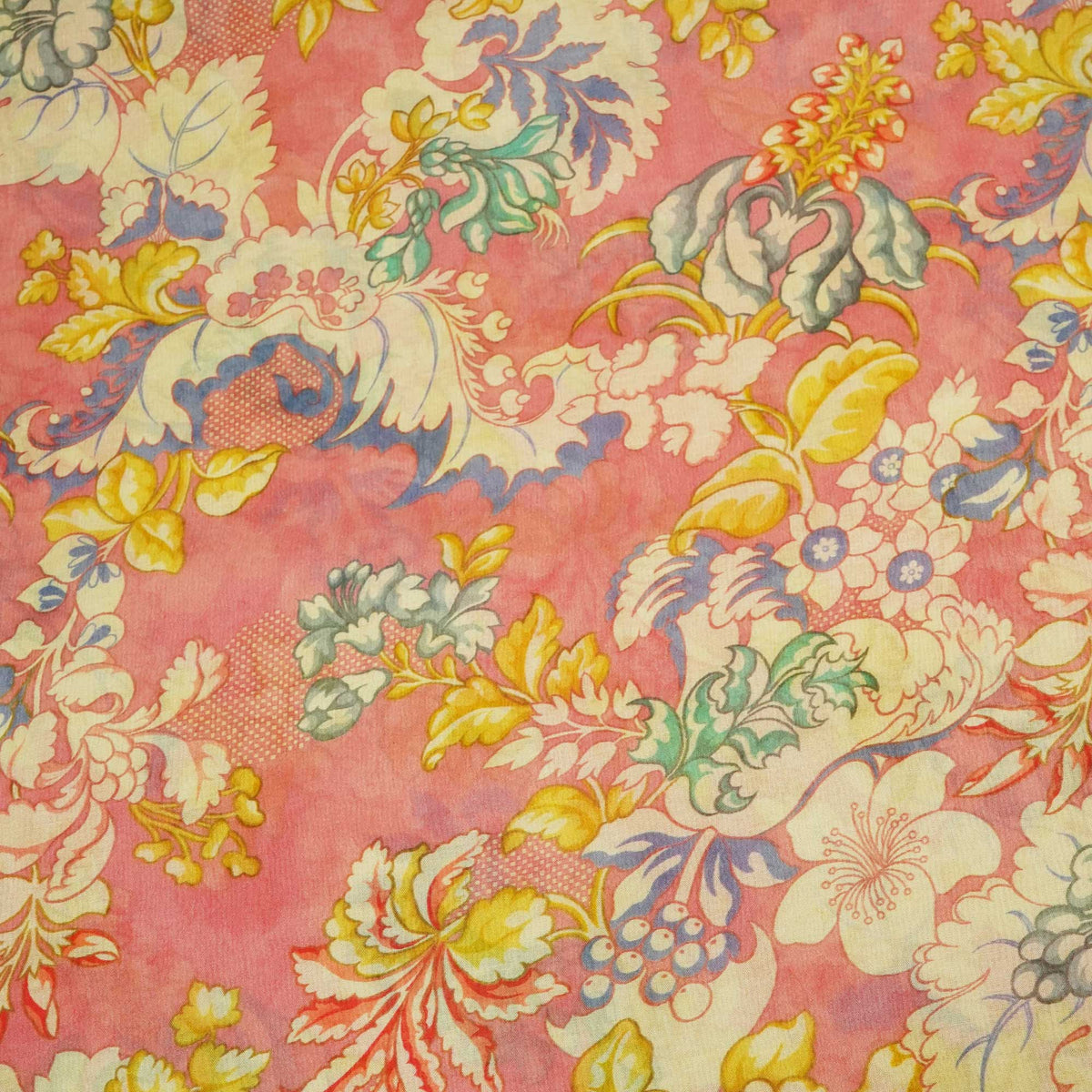 Pink Floral Print Chanderi Fabric GT-25337