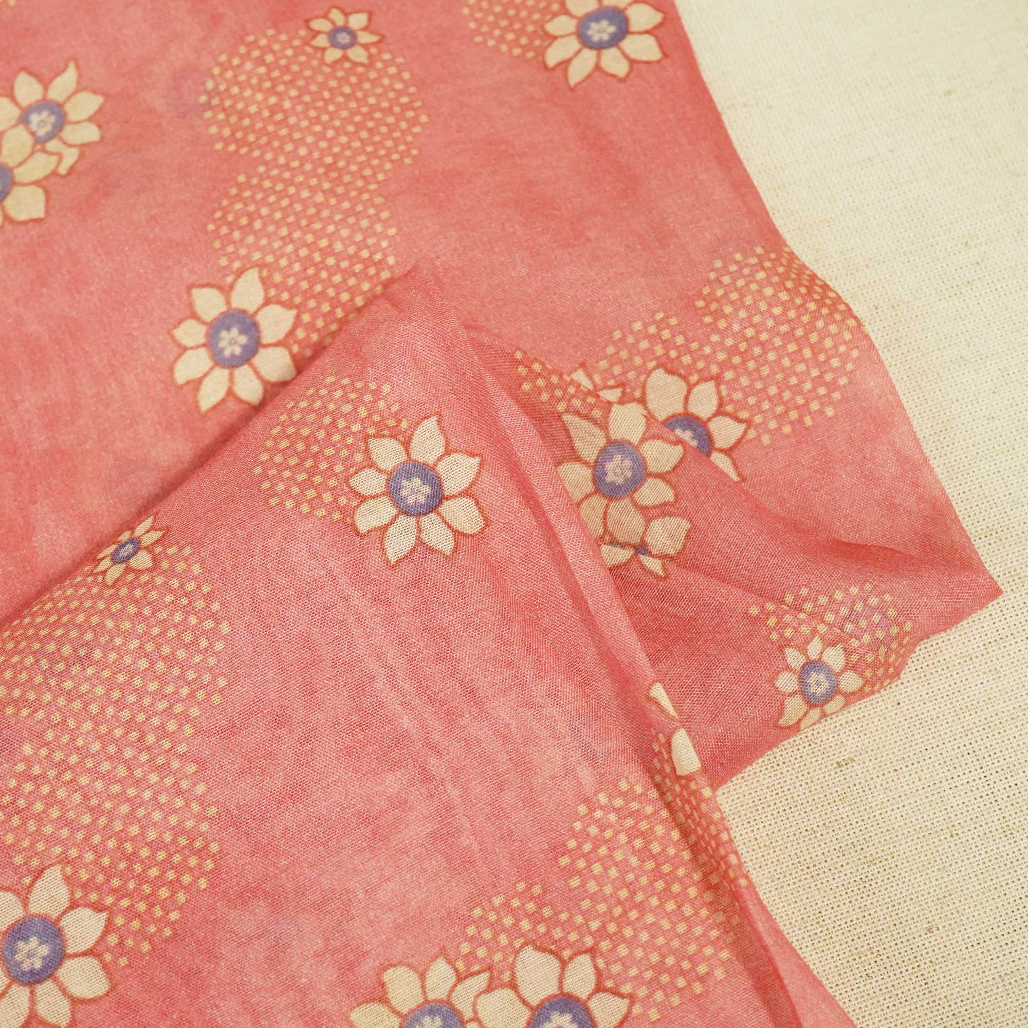 Pink Floral Print Chanderi Fabric GT-25338