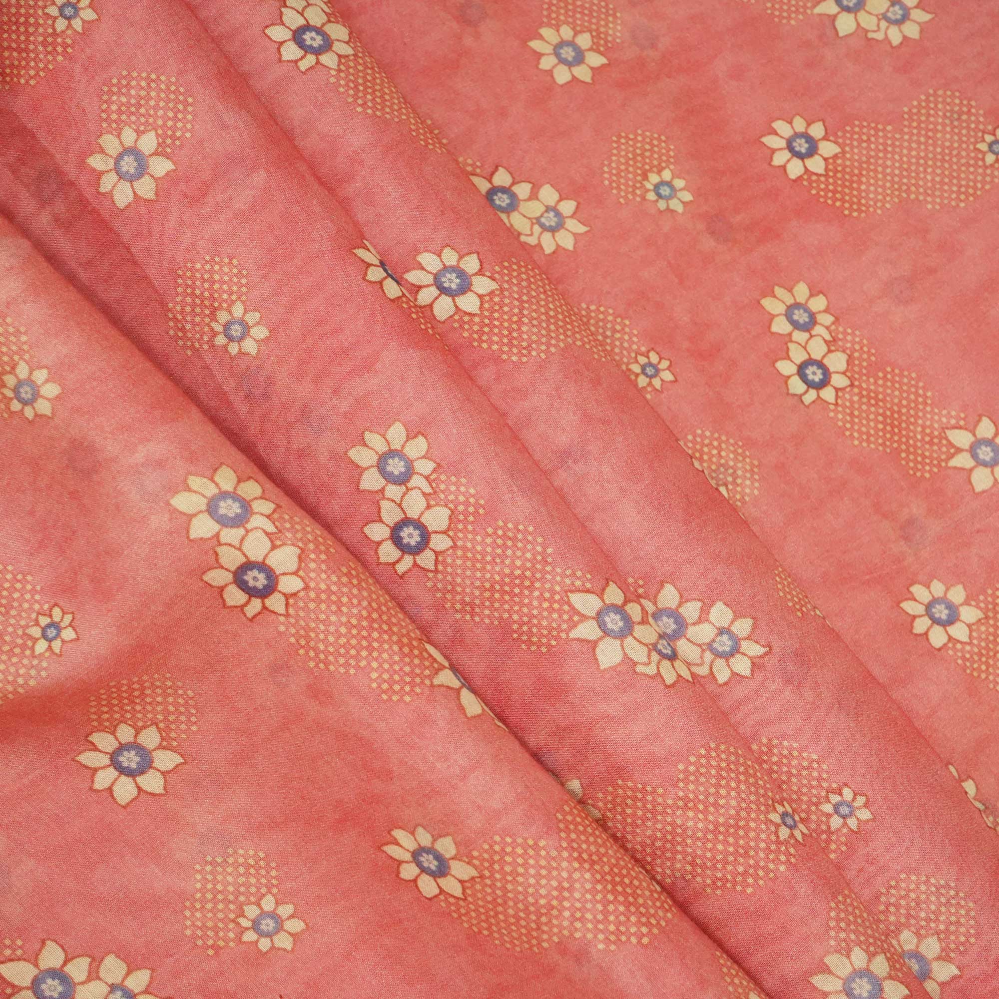 Pink Floral Print Chanderi Fabric GT-25338