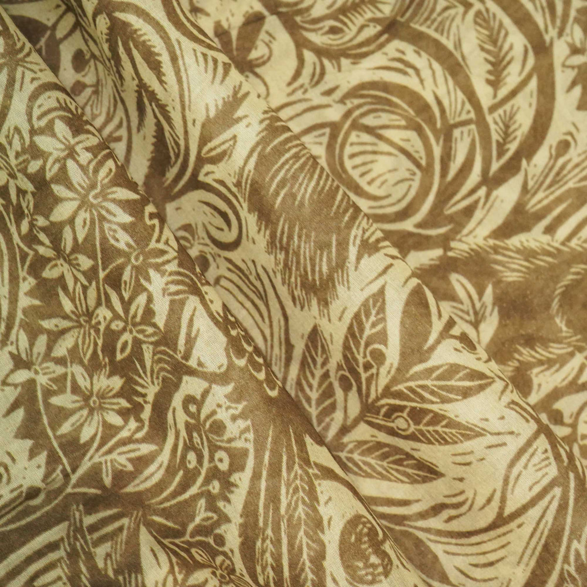Brown Tropical Print Chanderi Fabric GT-25339