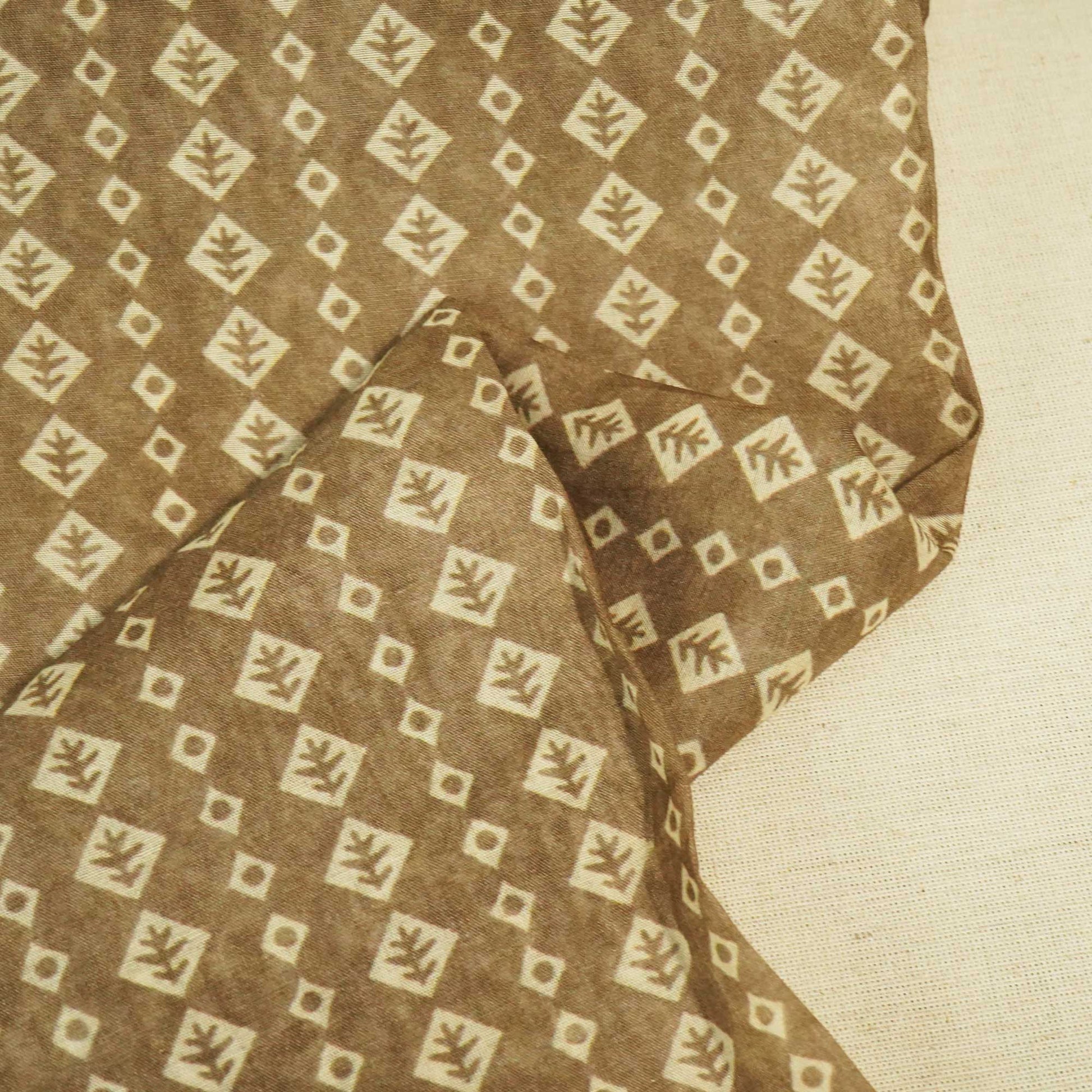 Brown Geometrical Print Chanderi Fabric GT-25340