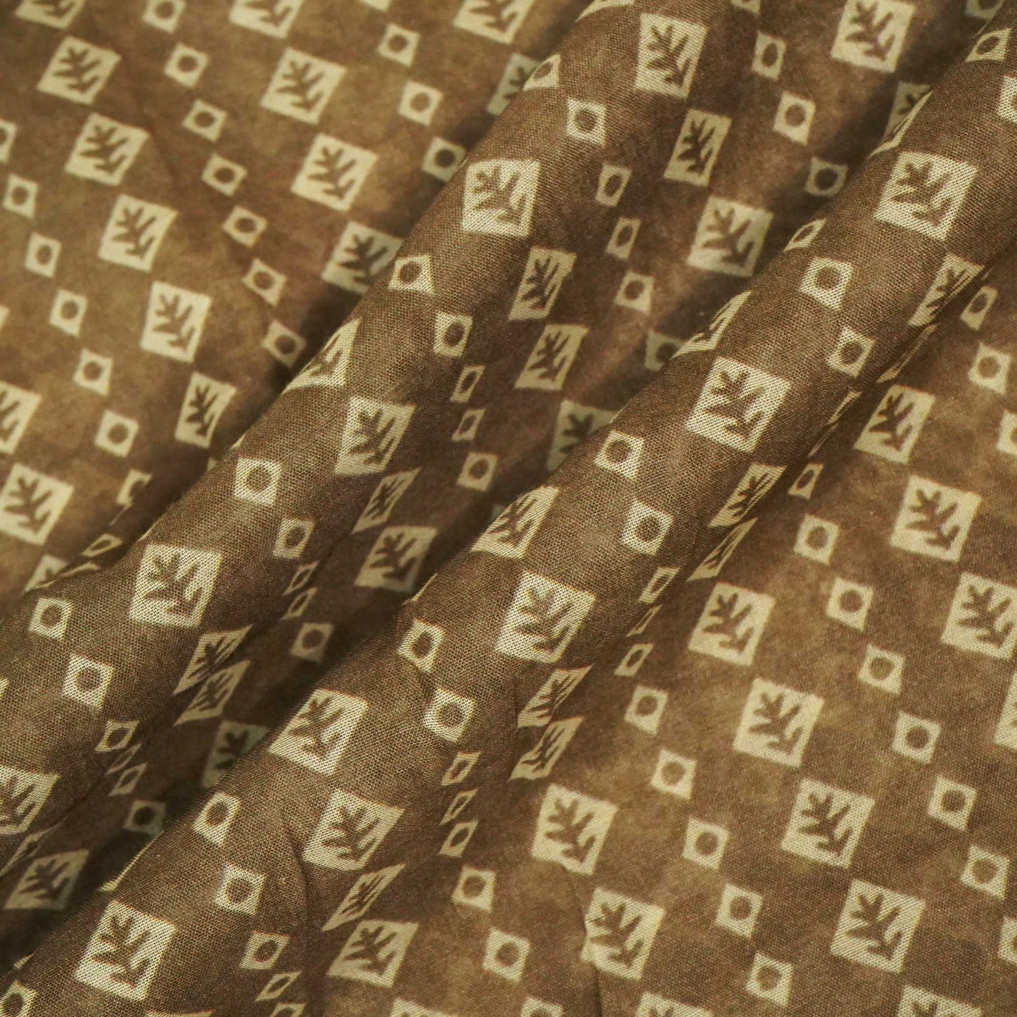Brown Geometrical Print Chanderi Fabric GT-25340