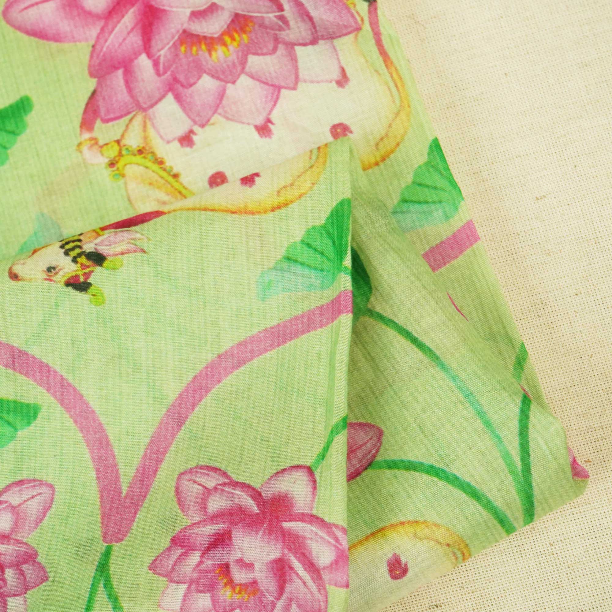 Green Pichwai Print Chanderi Fabric GT-25345