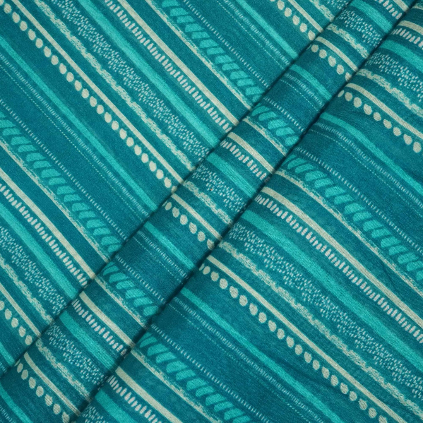 Blue Stripes Print Chanderi Fabric GT-25349