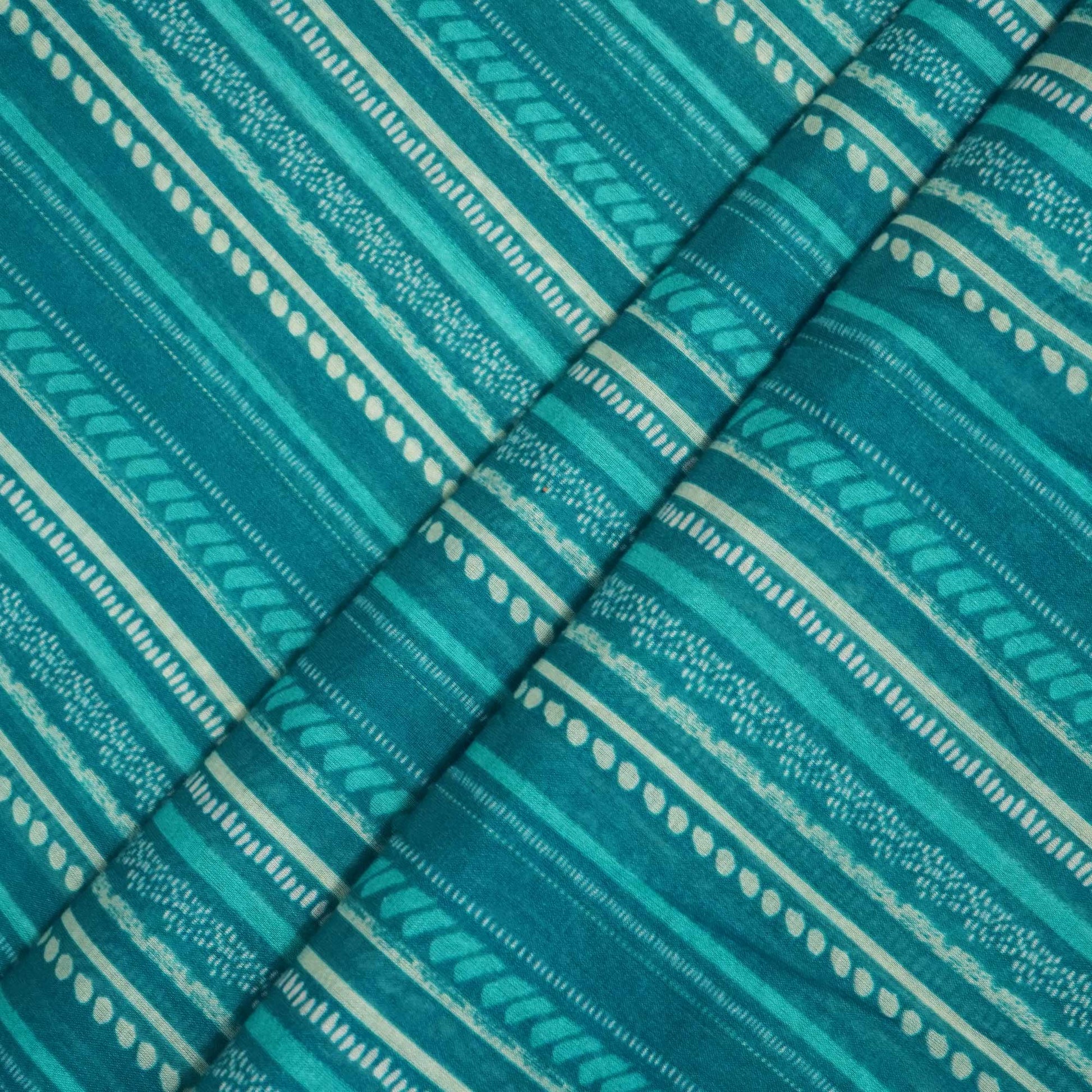 Blue Stripes Print Chanderi Fabric GT-25349