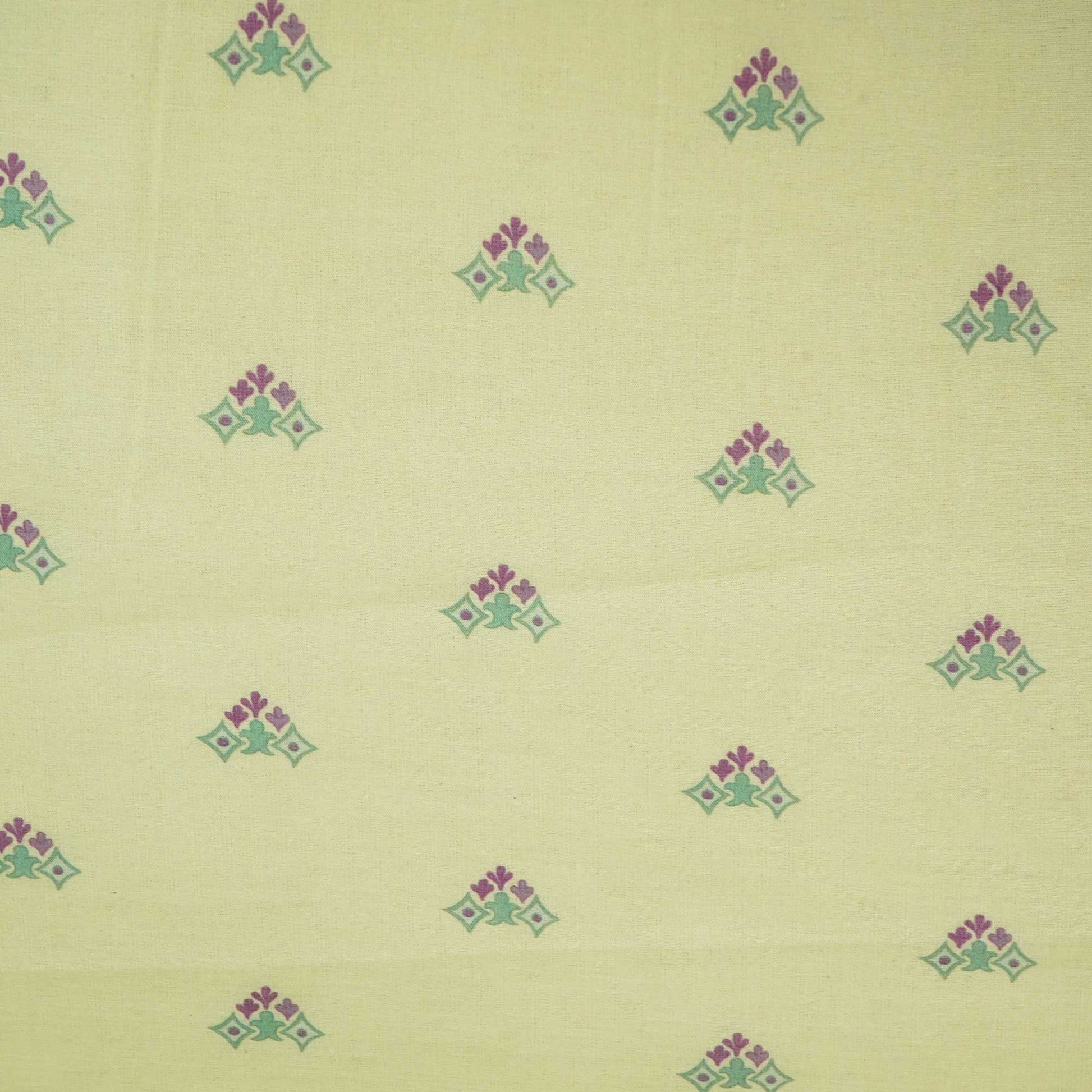 Pista Green Floral Print Chanderi Fabric GT-25351
