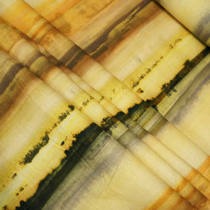 Mustrad Yellow Shibori Print Linen Fabric RM-25353