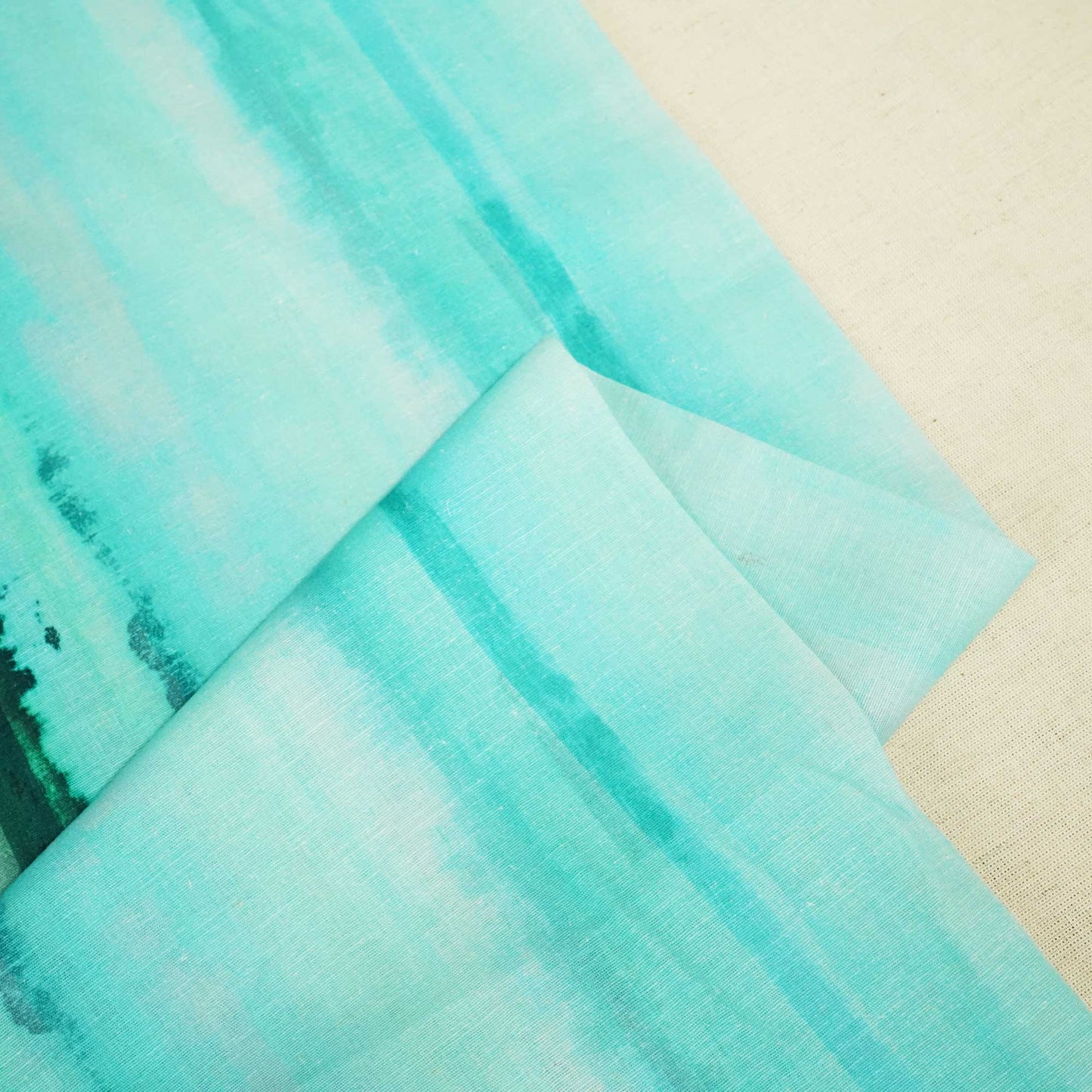 Sky Blue Shibori Print Linen Fabric RM-25354