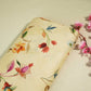 Beige Floral Print Linen Fabric RM-25363