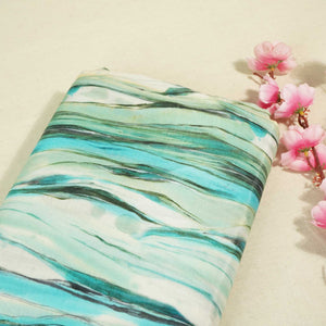 Sky Blue & Multicolor Shibori Print Muslin Fabric RM-25366