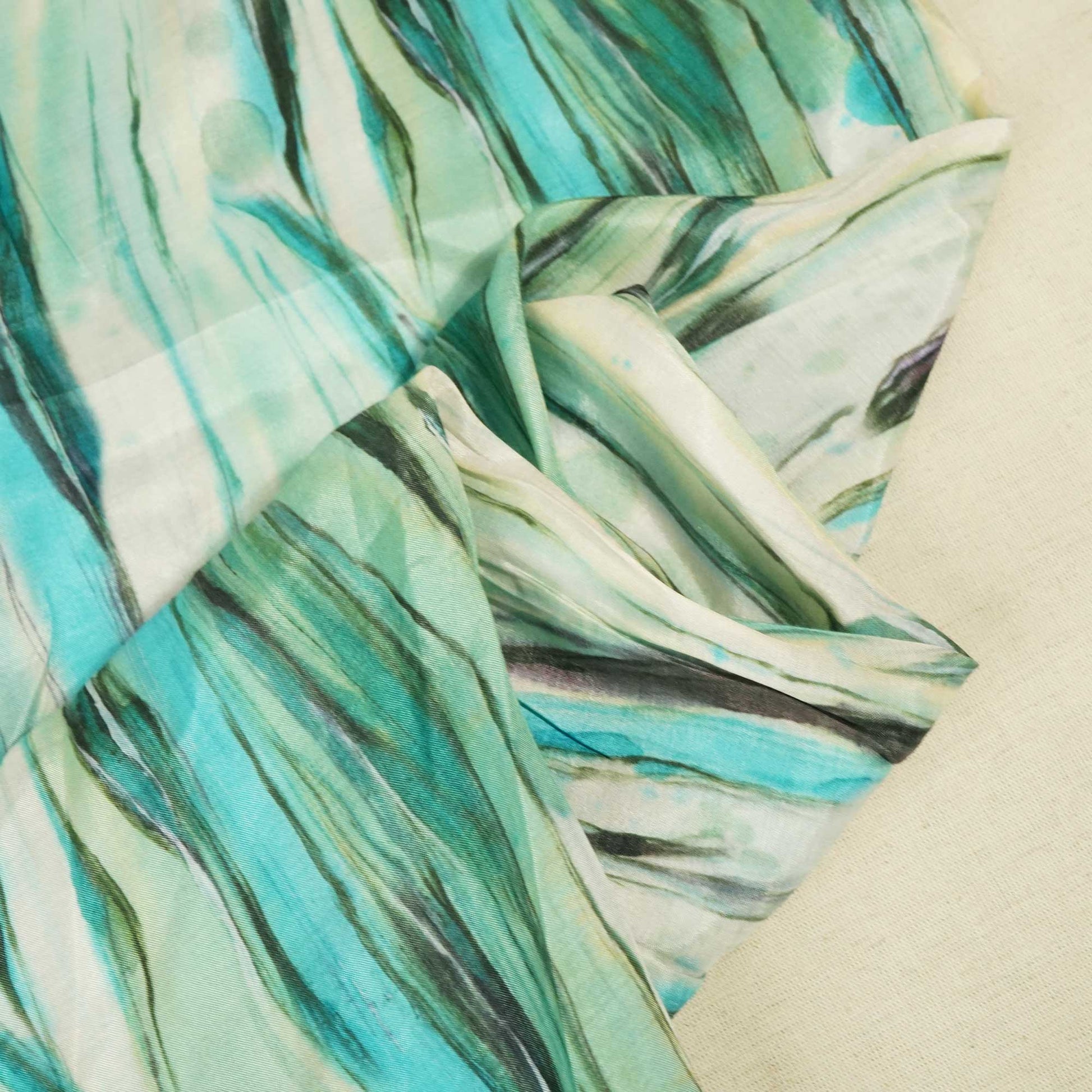Sky Blue & Multicolor Shibori Print Muslin Fabric RM-25366