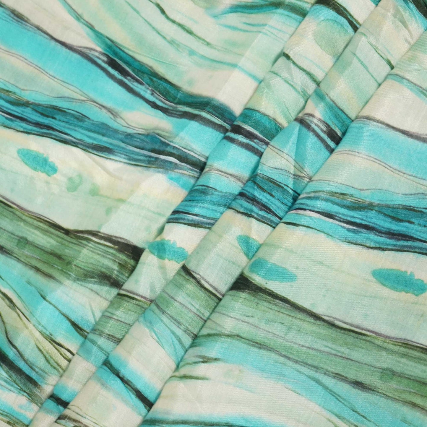 Sky Blue & Multicolor Shibori Print Muslin Fabric RM-25366